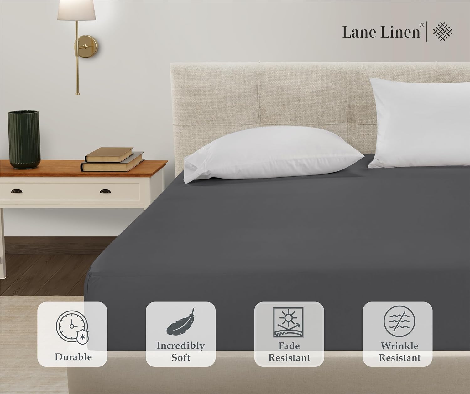 Lane Linen Twin Fitted Sheet - 4 Way Stretch Deep Pocket