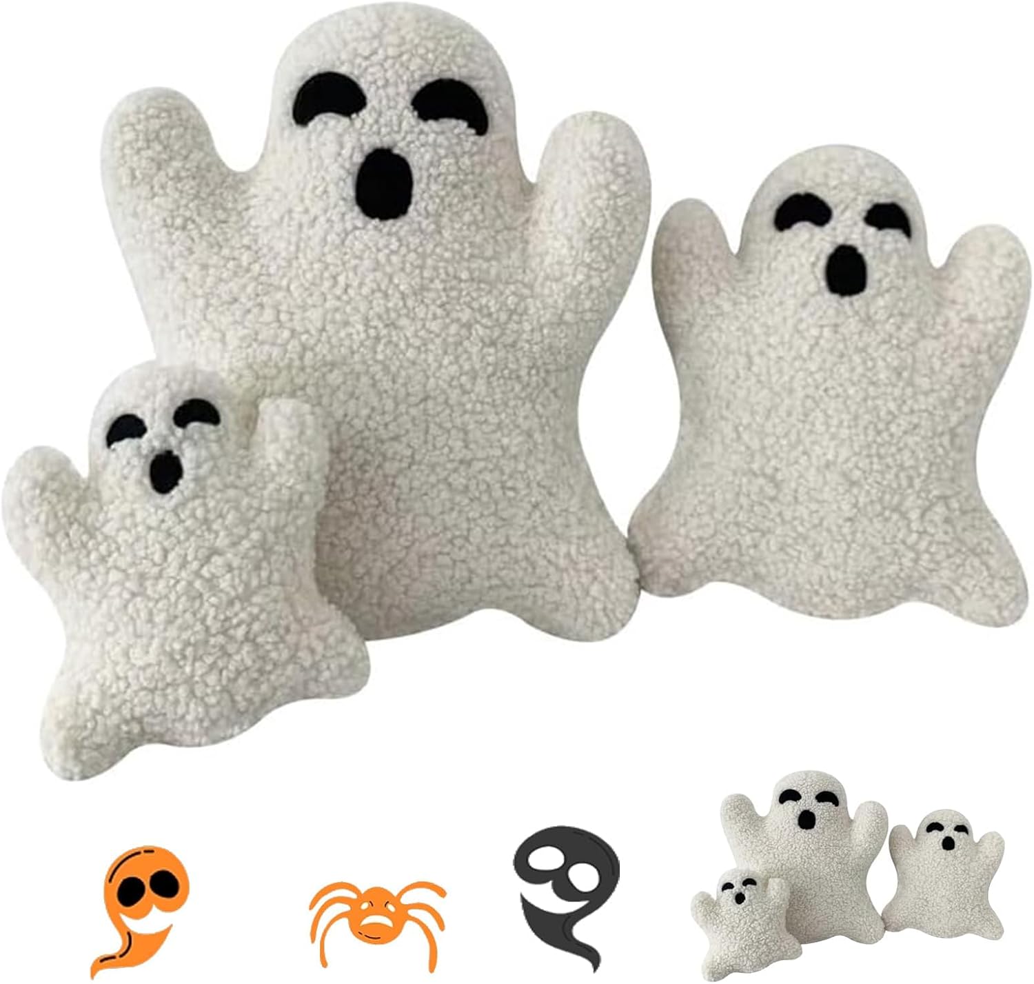 Halloween Ghost Pillow 3PCS Cute Plush Decorative Throw