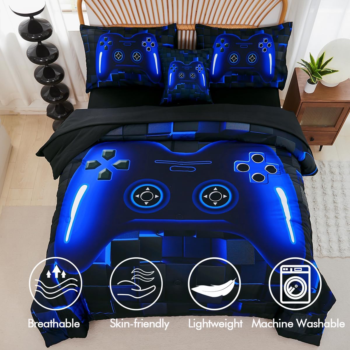 PERFEMET Twin Bed in a Bag Gaming Comforter Set