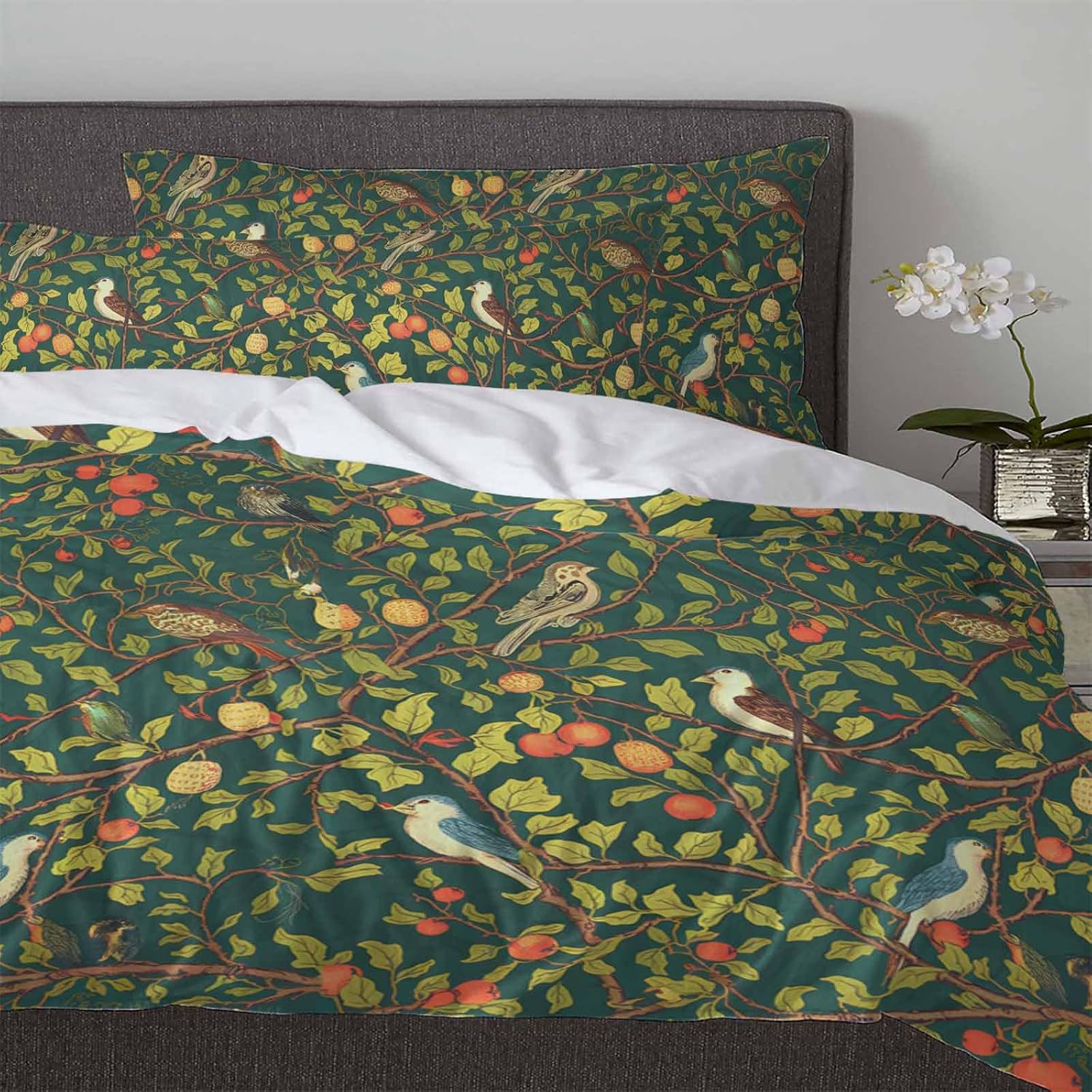 Boanket 3-Piece Queen Bedding Set with Zipper Closure and Abstract Leaves Design