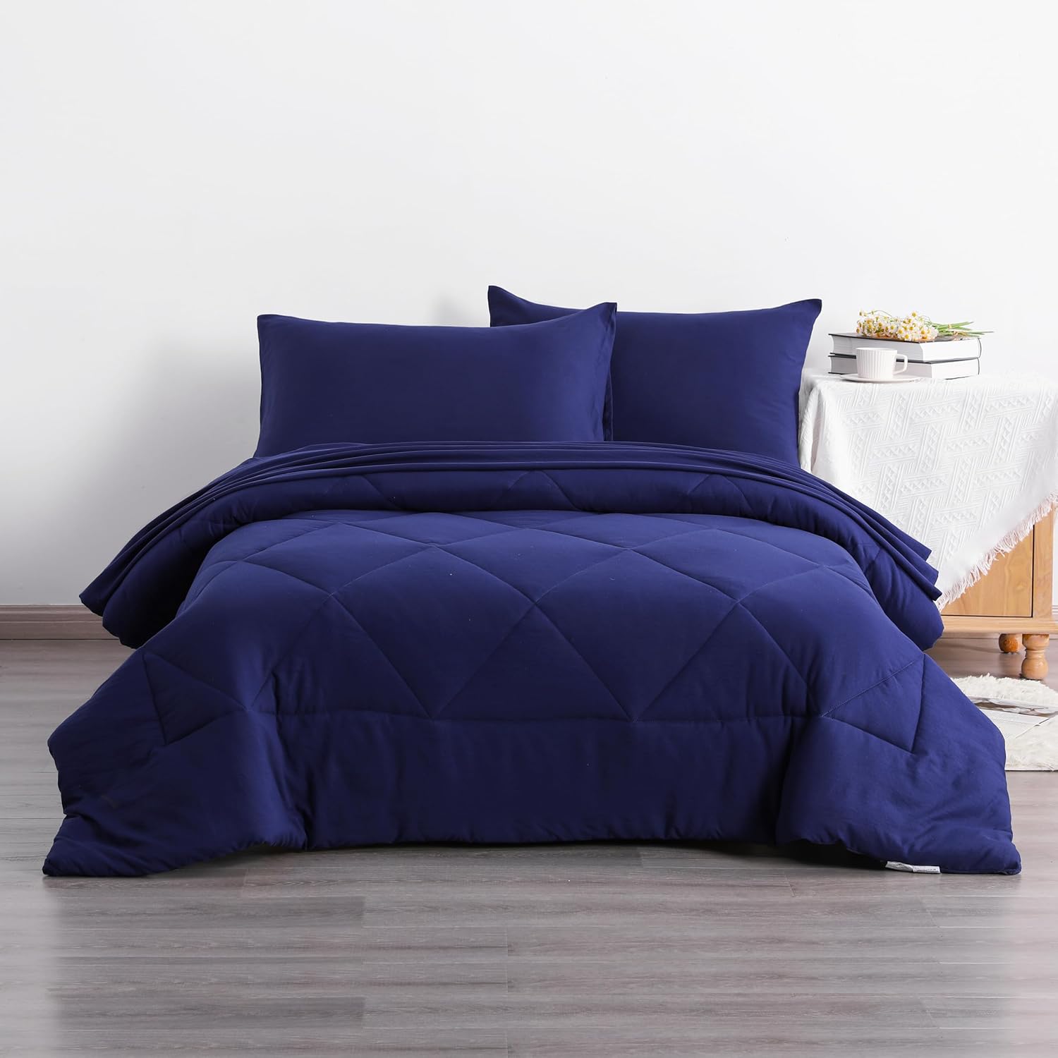NTBAY Twin Comforter Set with Sheets Navy Blue 1