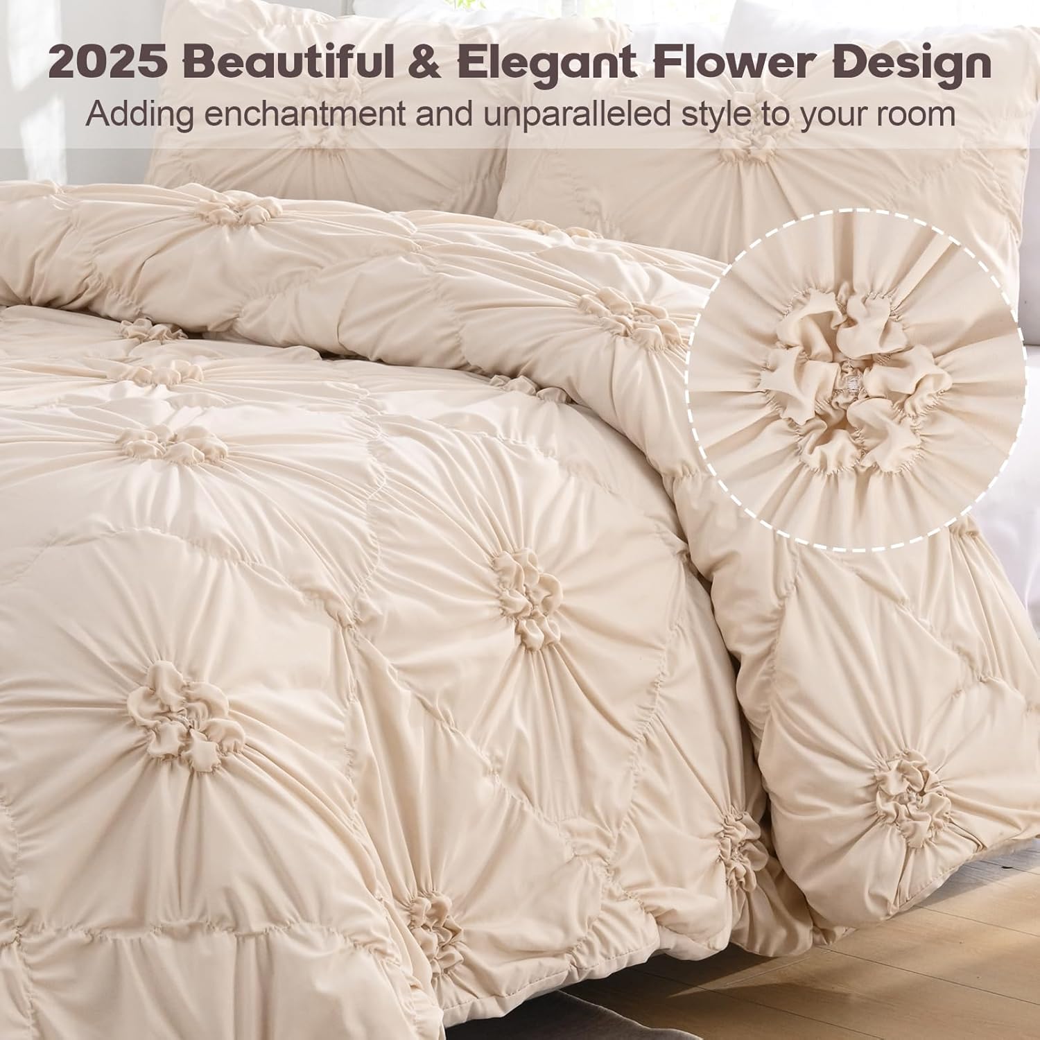 Uspring King Size Floral Quilt Set with Pillow Shams