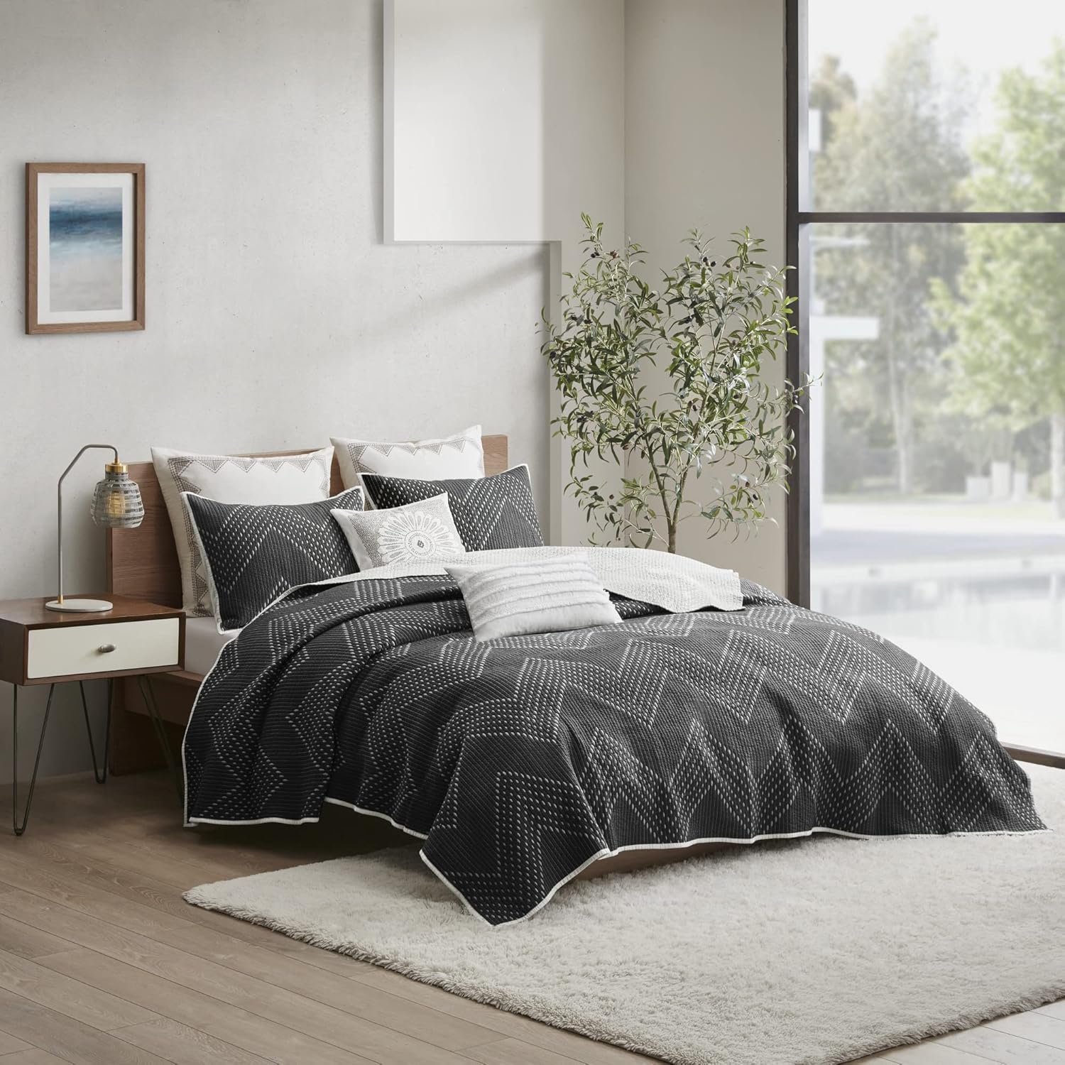 INKIVY Reversible Cotton Quilt Set - Chevron Design