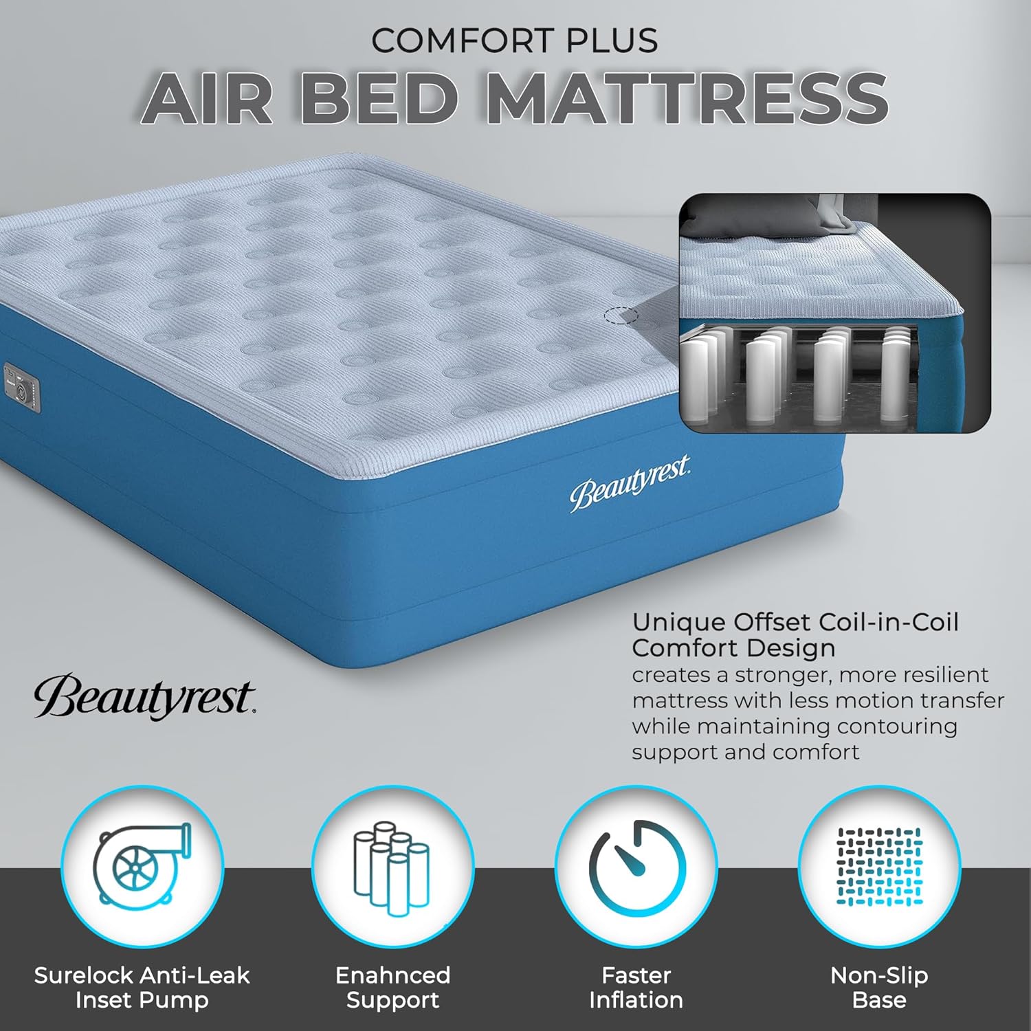 Beautyrest 17 Comfort Plus Air Mattress with Pump and Cooling Topper