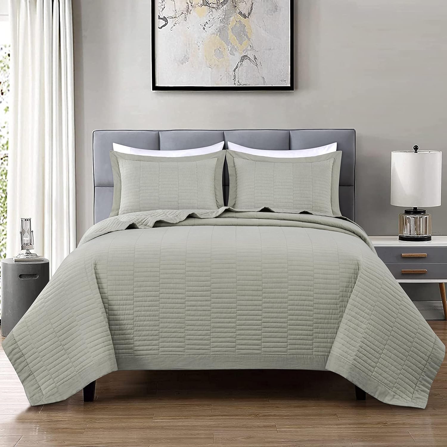 Chezmoi Yuma 3-Piece Cotton Quilt Set Queen Size 1