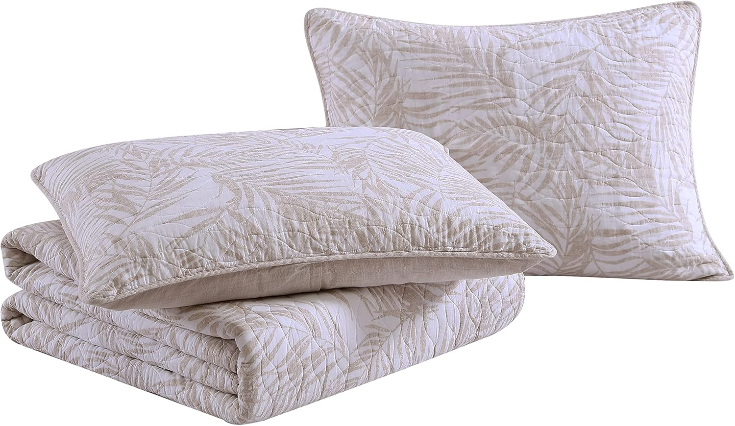 Tommy Bahama Queen Quilt Set with Shams - Palmday Beige
