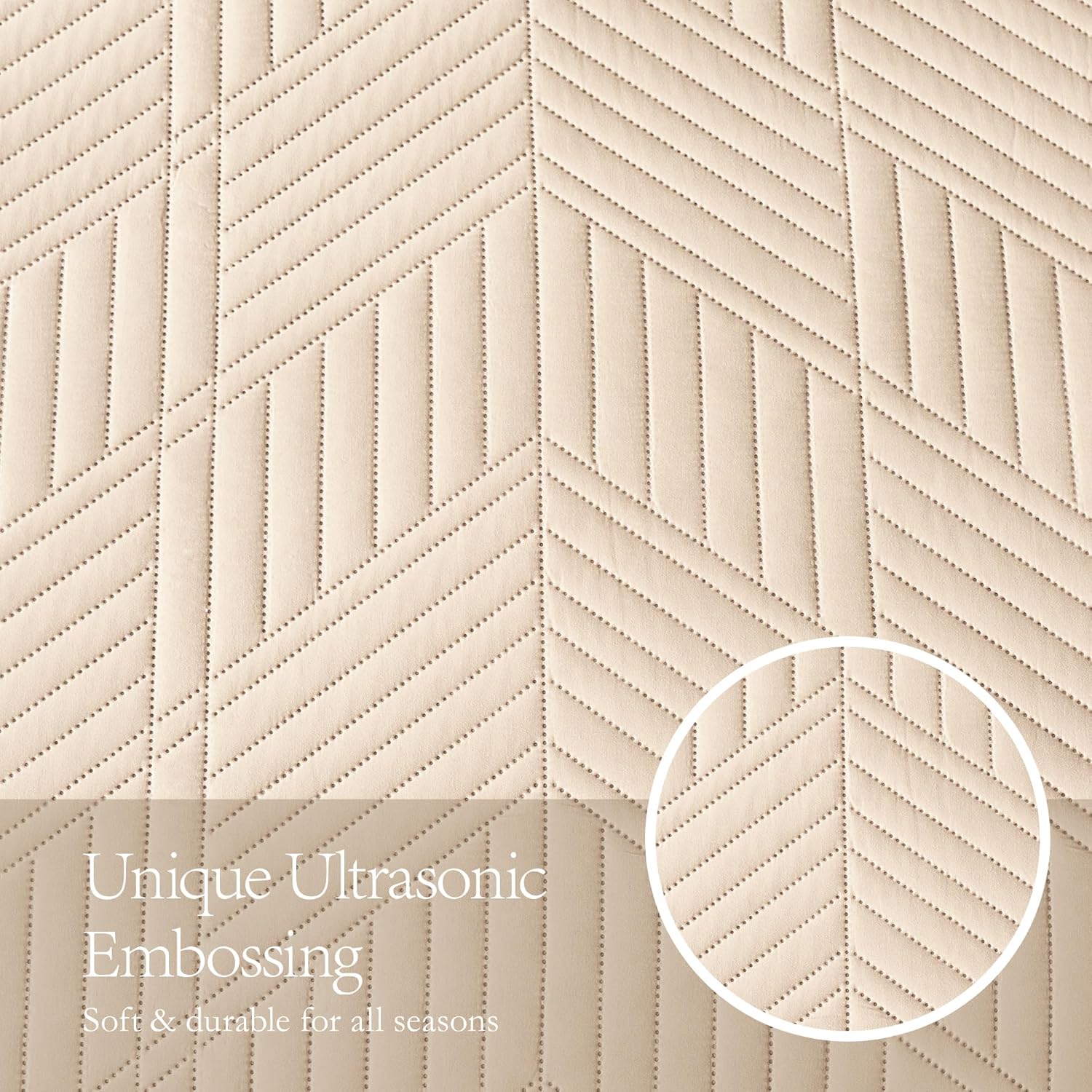Davulos Reversible Microfiber Quilt Set Beige