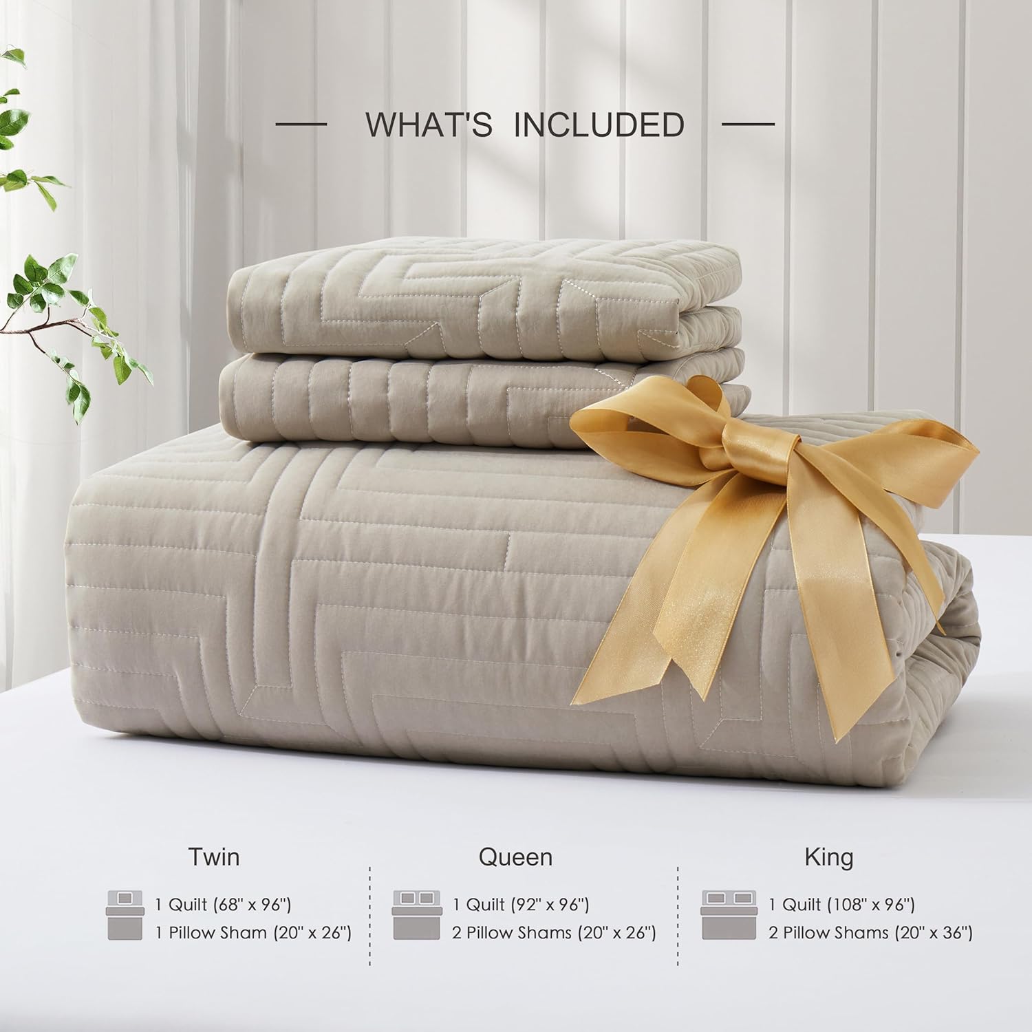 Oli Anderson Khaki King Quilt Set with Pillow Shams