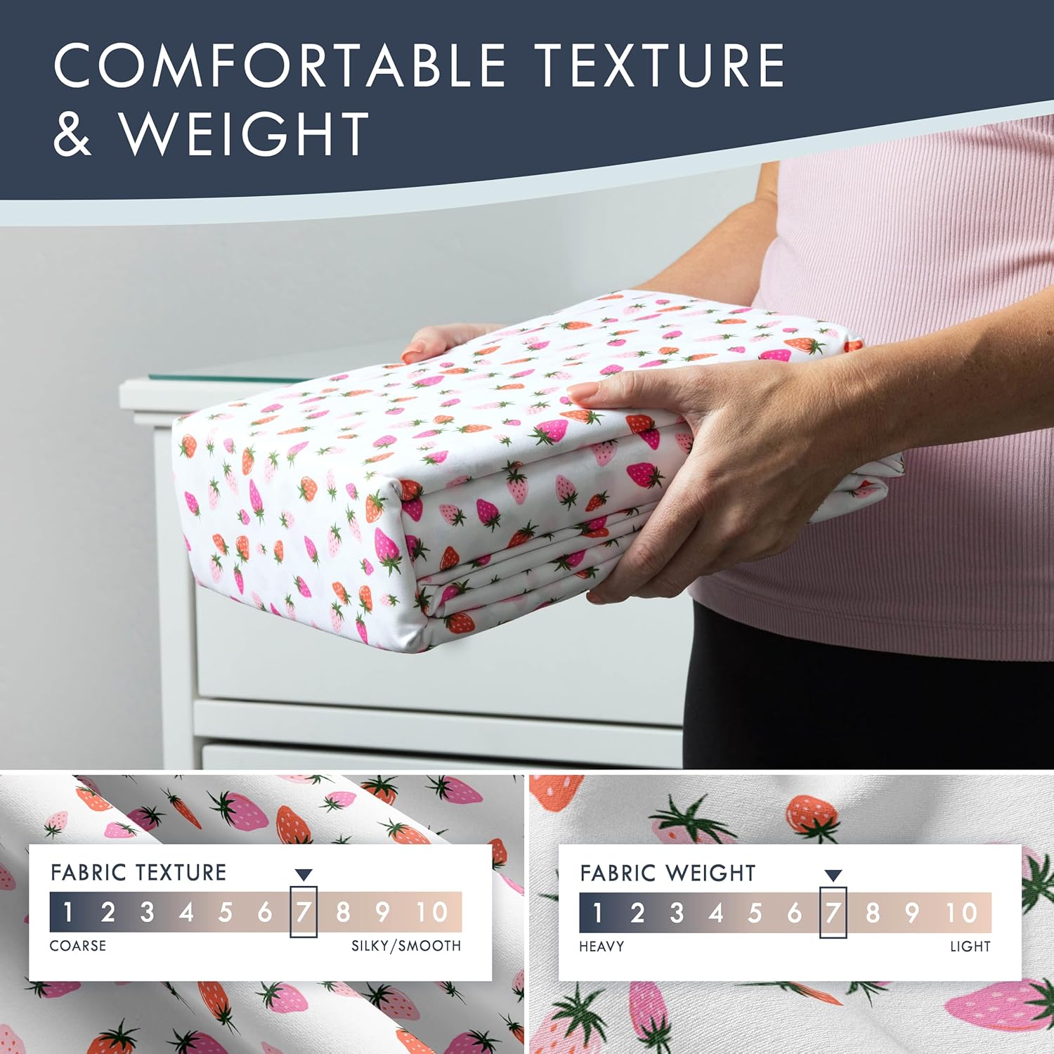 Strawberries Kids Full Size Bed Sheet Set 4 Piece