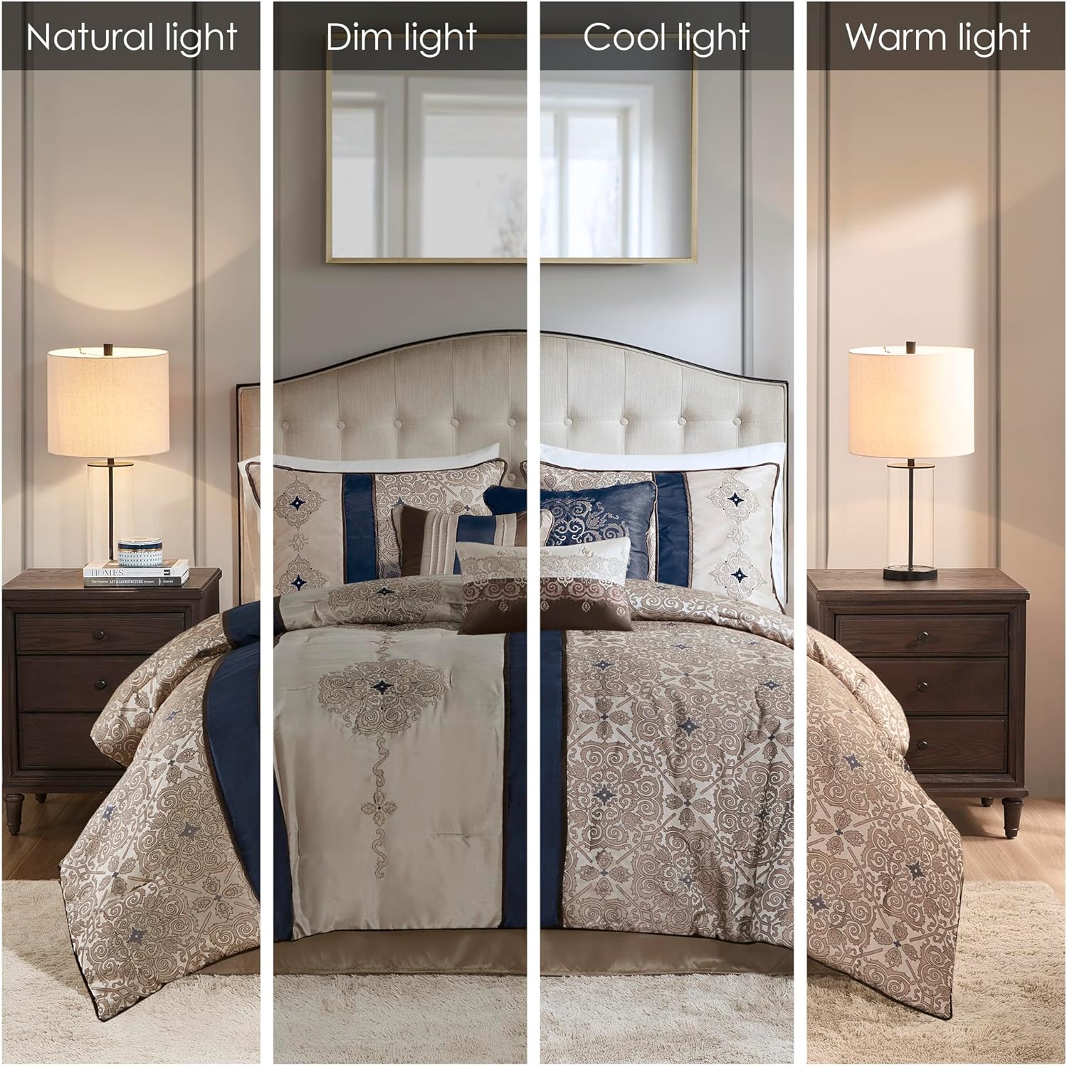 Madison Park 7-Piece Comforter Set Navy Queen