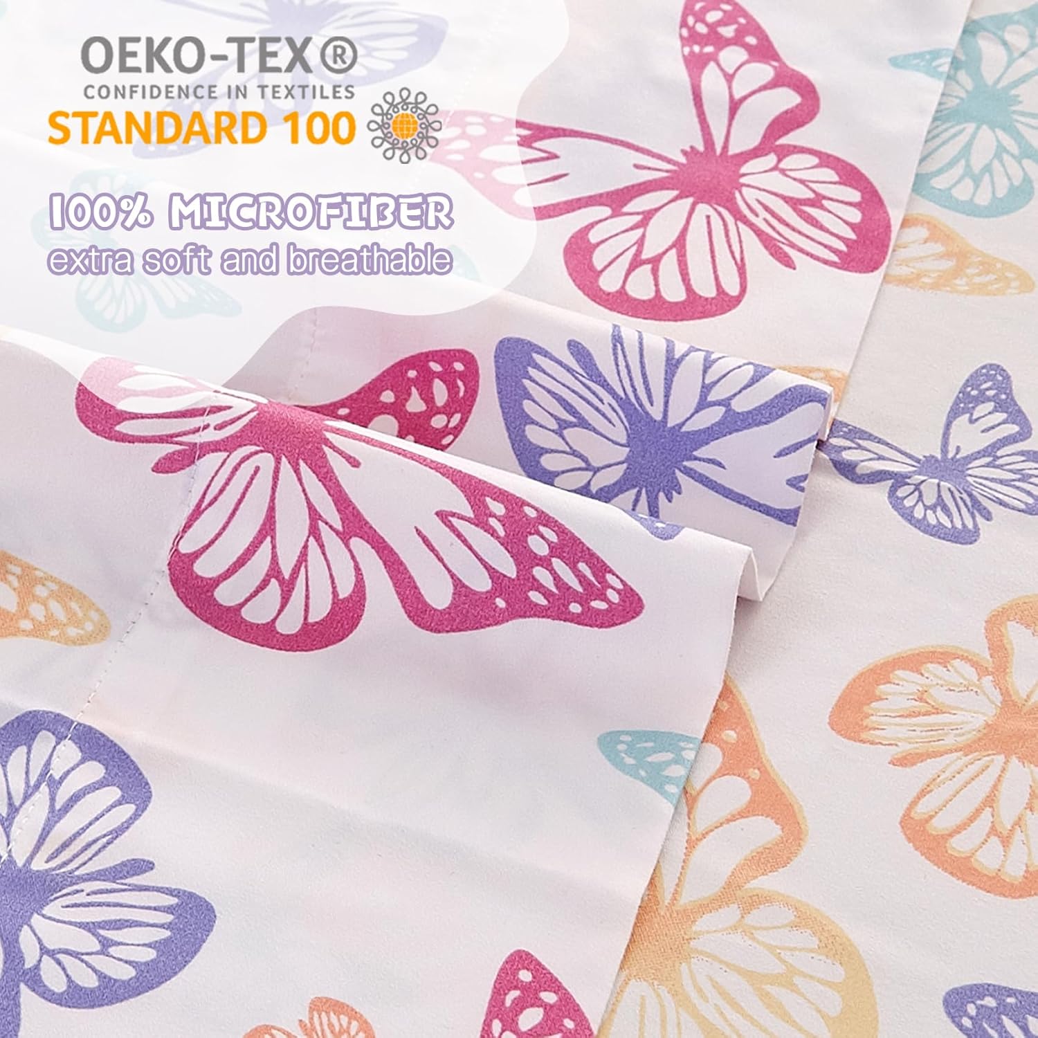 Yibeizi Butterfly Twin Sheet Set for Kids