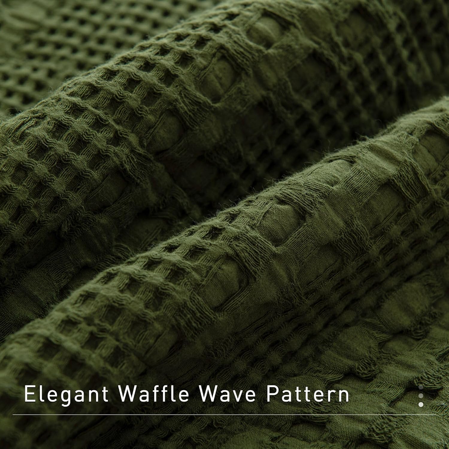 CozyTide Queen Quilt Set 3 Pieces Olive Green Waffle Weave