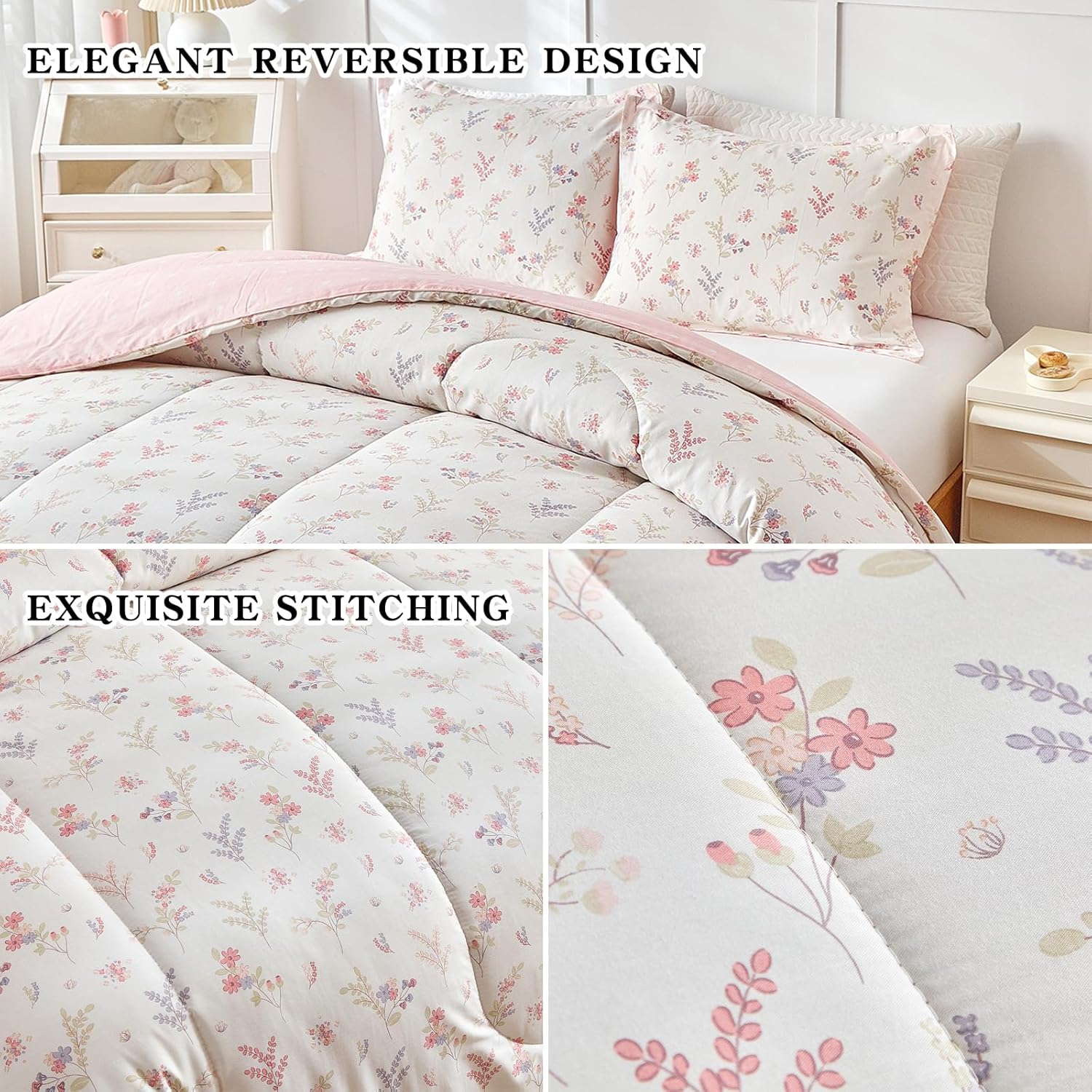 Joyreap 3pcs Cotton Comforter Set for Girls
