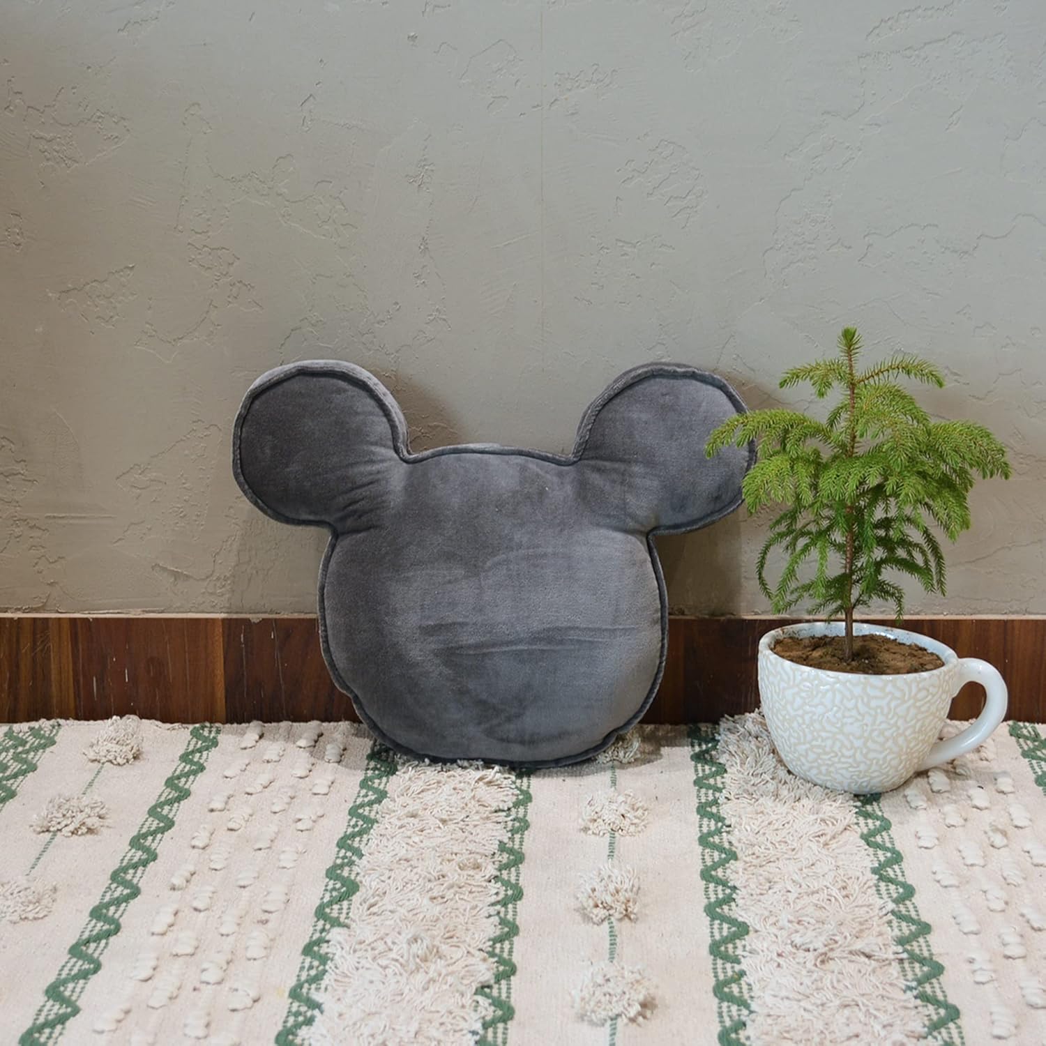 Disney Mickey Mouse Shaped Decorative Pillow - Grey 17 Inches