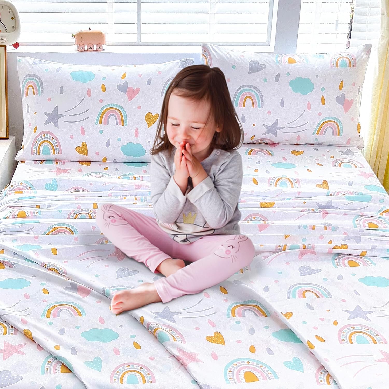 Homilay Kids 4 Piece Rainbow Sheet Set