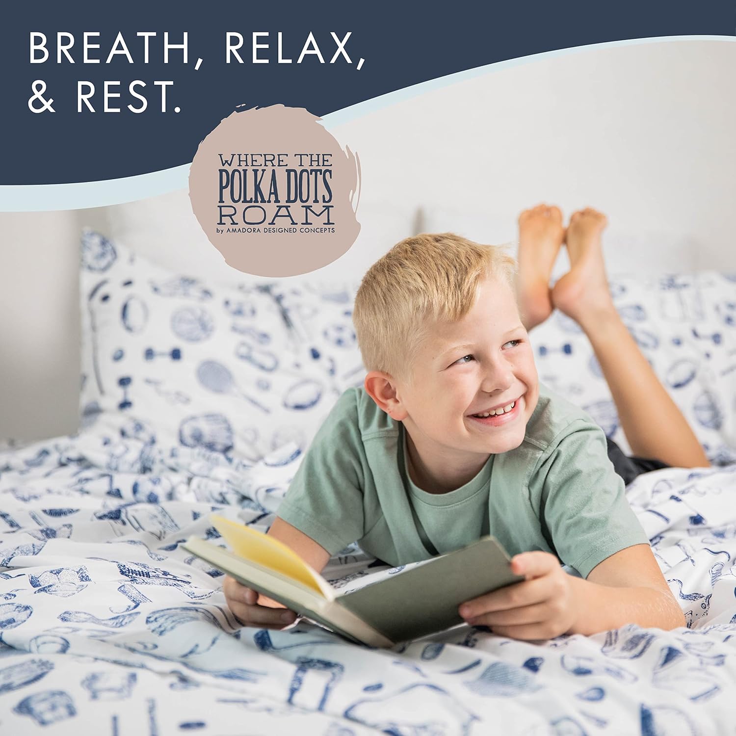 Kids Sports Bedding Set Queen Size with 2 Pillowcases