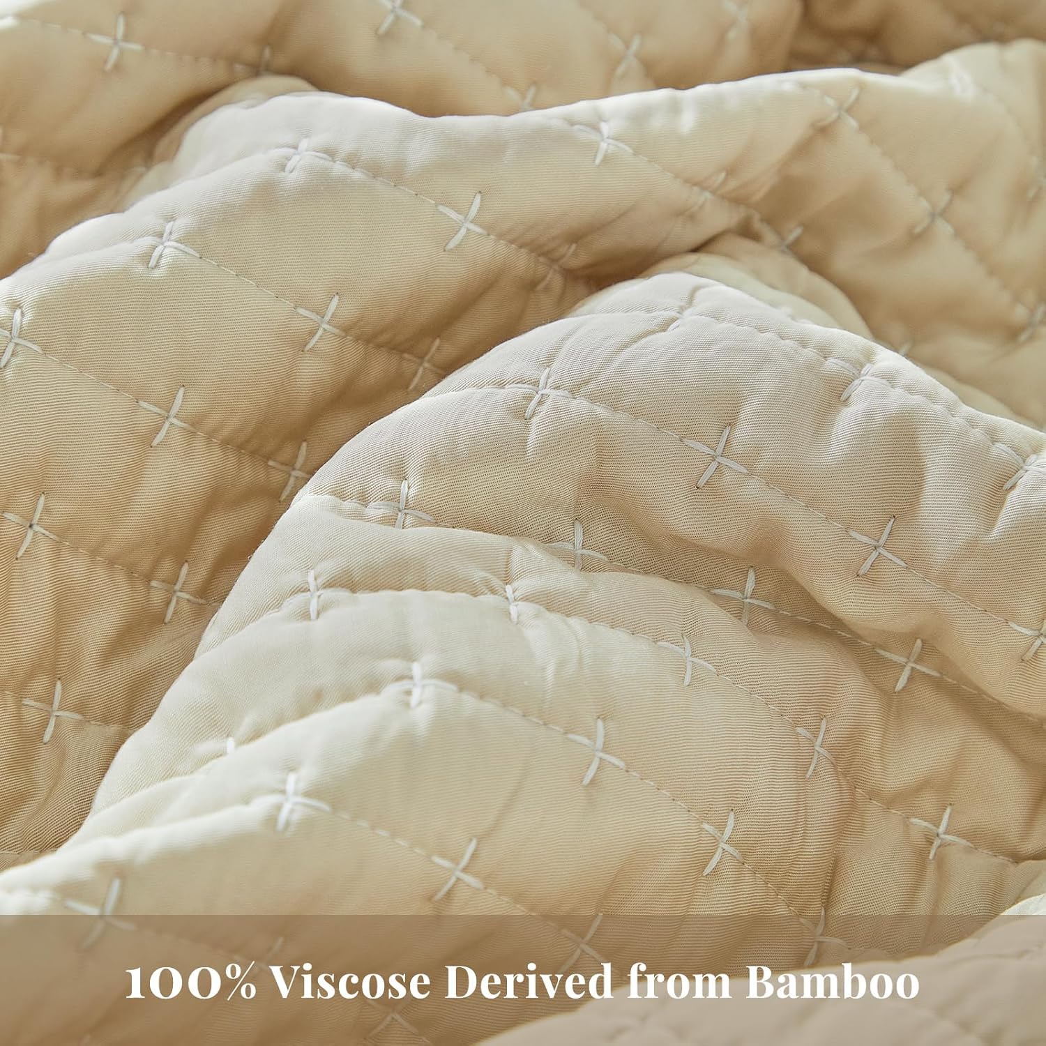 WARMDERN Beige King Quilt Set Cooling Summer Quilt for Hot Sleepers