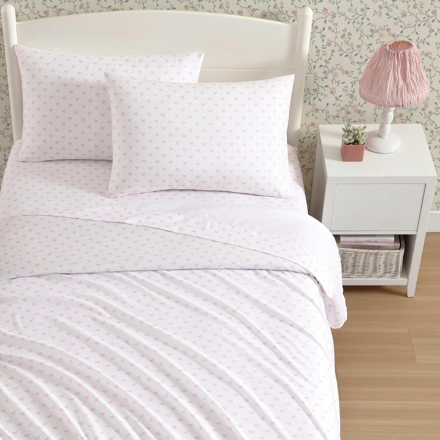 Laura Ashley Kids Sheet Set with Bows Pink Twin XL