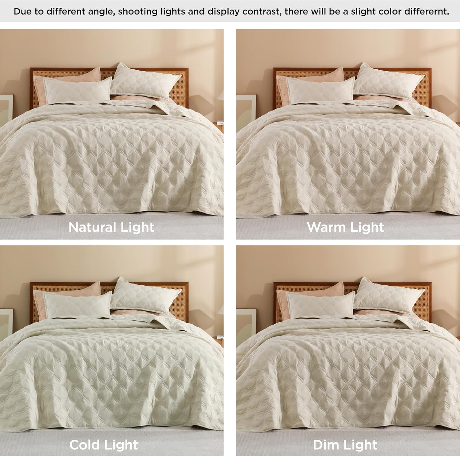 Litanika Beige California King Quilt Set - Lightweight and Soft 3 Piece