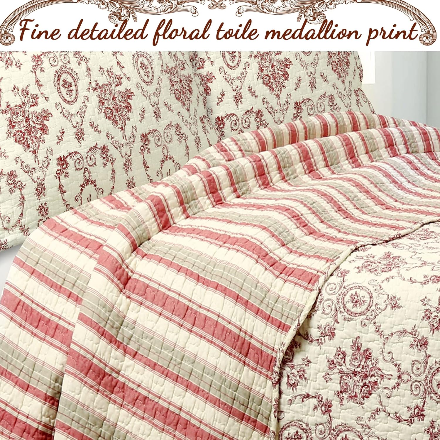 Cozy Line French Medallion Reversible Coverlet Set