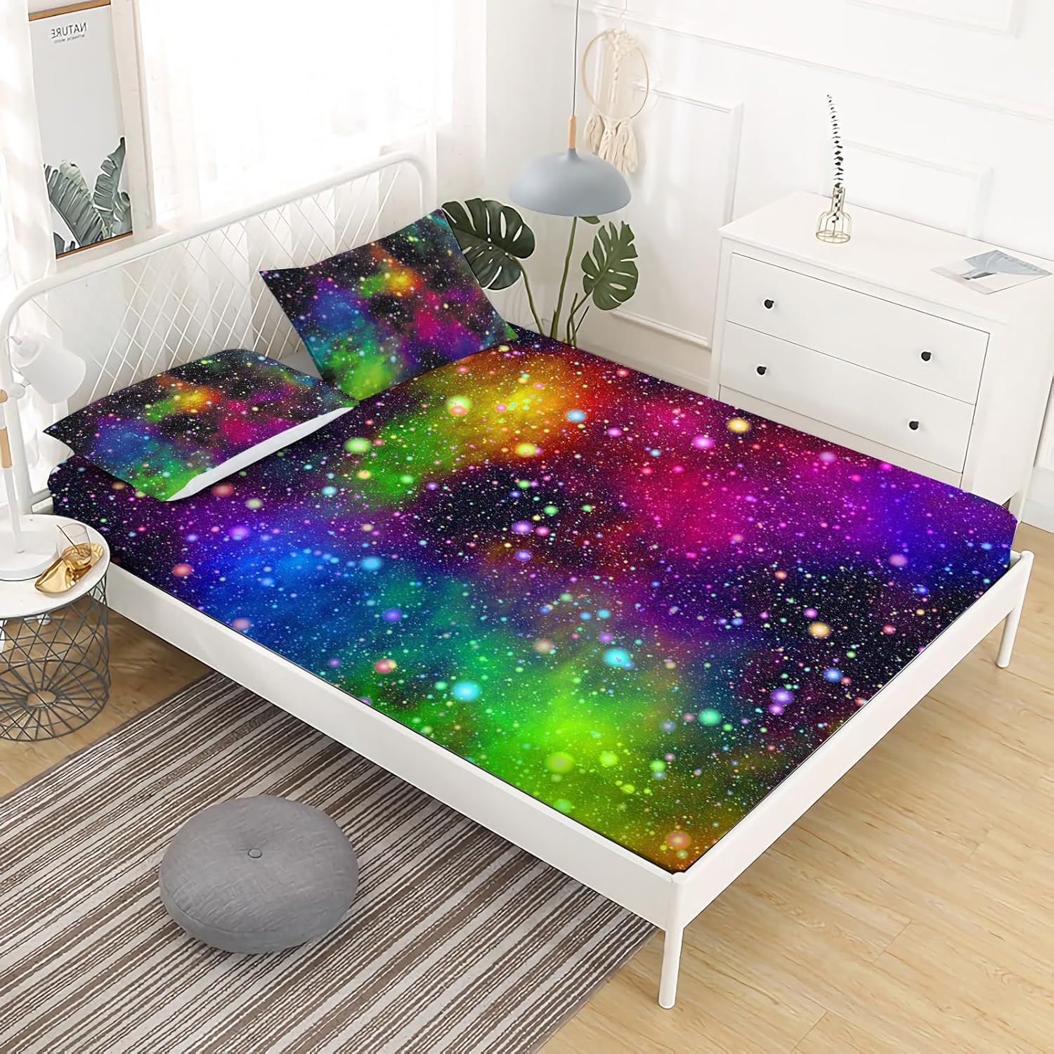 NiuOne Galaxy Rainbow Space Sheet Set Twin 2PCS with Pillowcase