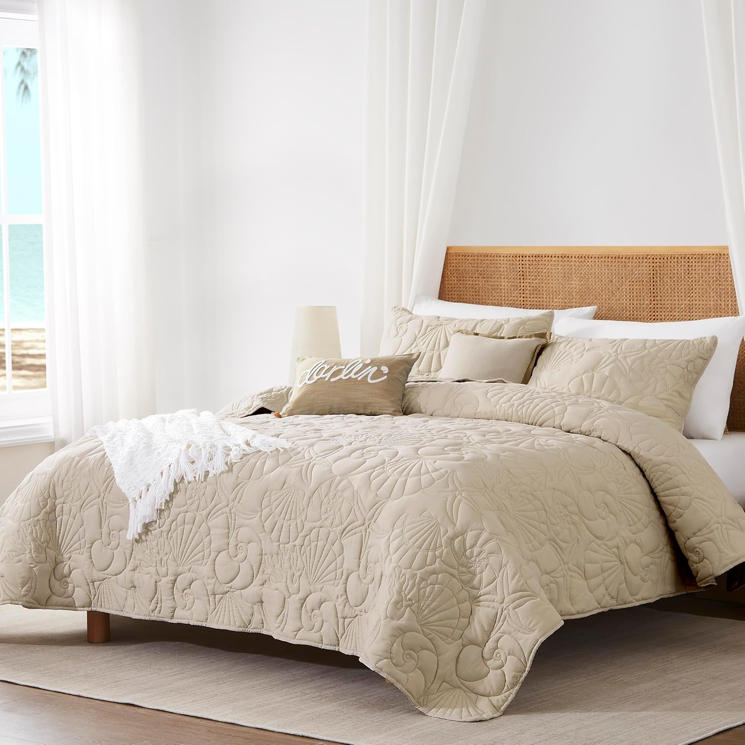 WDCOZY Coastal Beach Beige Twin Quilt Set