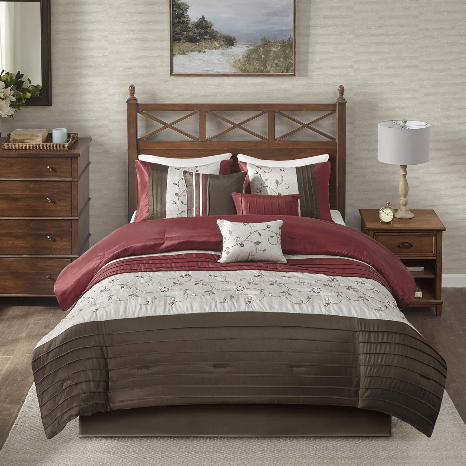 Madison Park Serene Faux Silk 7-Piece Comforter Set