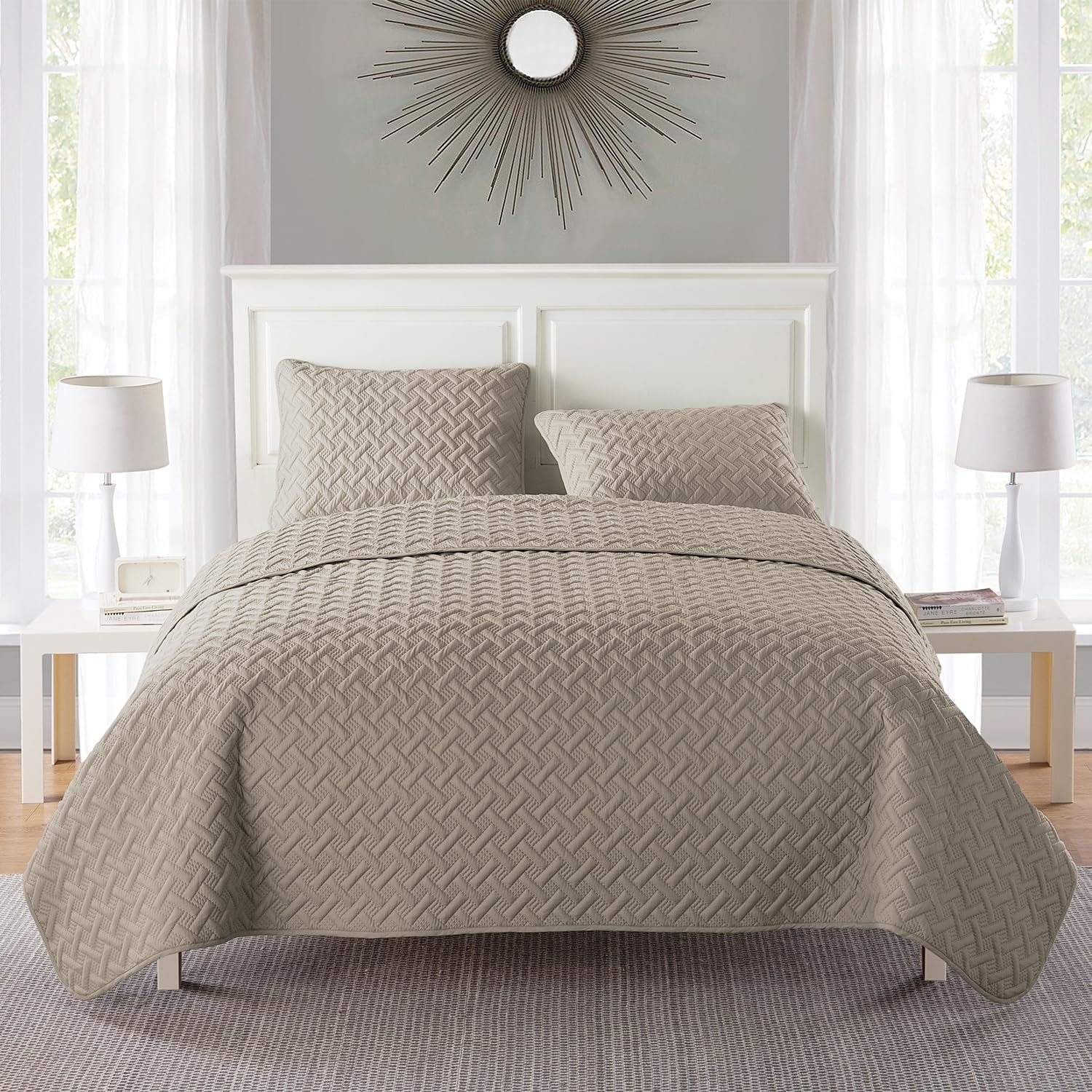 VCNY Home Quilt Super Soft Reversible Bedding Set Twin Nina Taupe