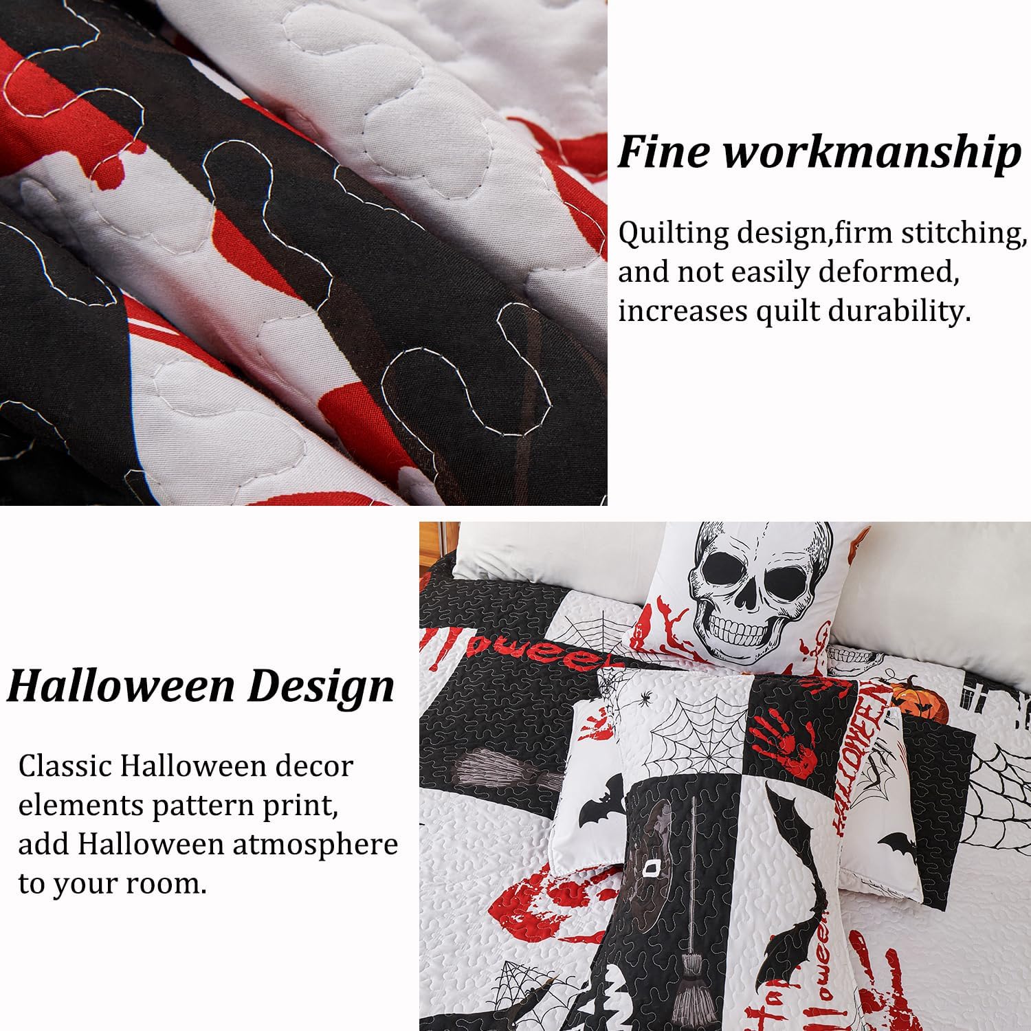 Cmfshape Halloween Quilt Set 3 Piece Queen Size