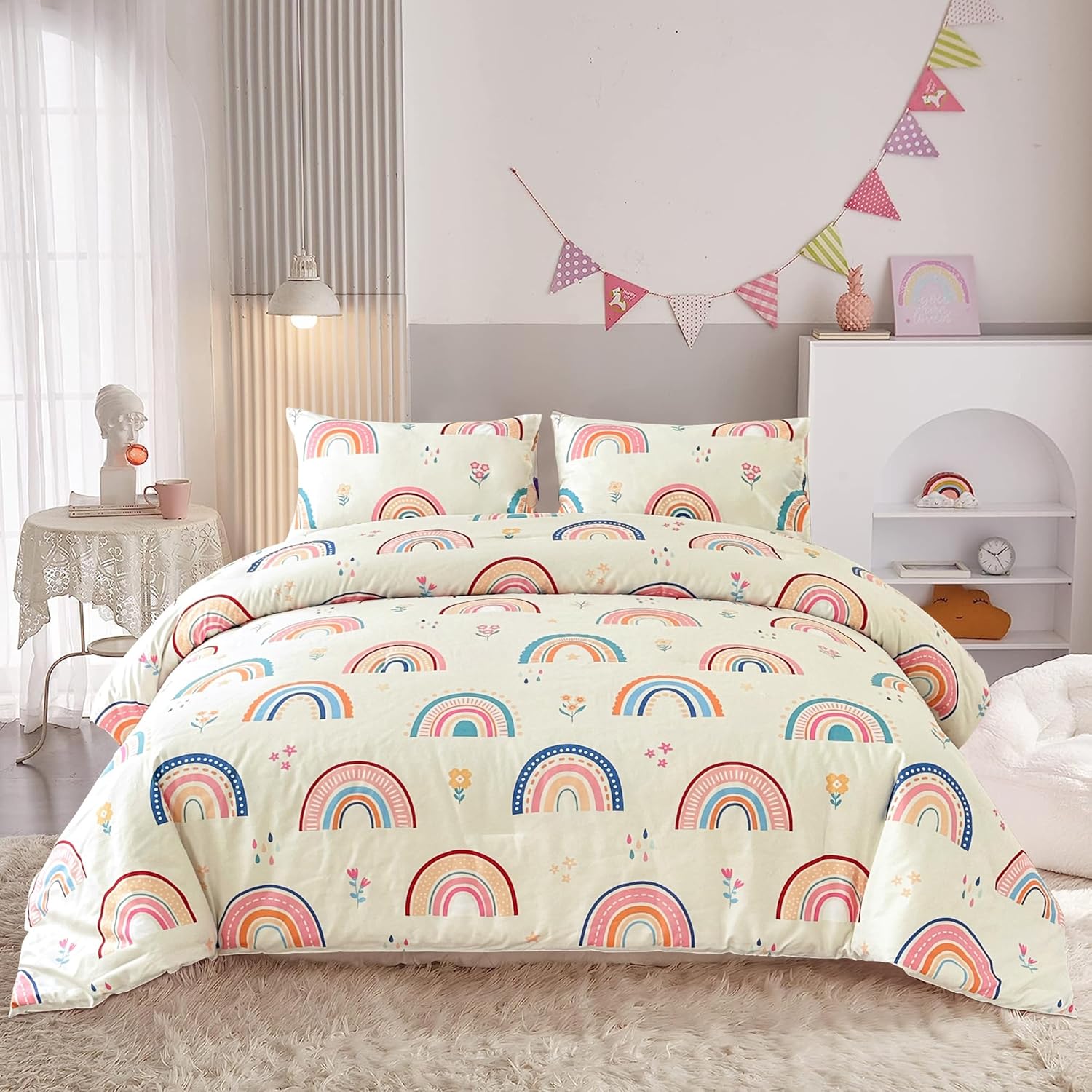 Btargot Rainbow 3-Piece Comforter Set with Pillow Covers