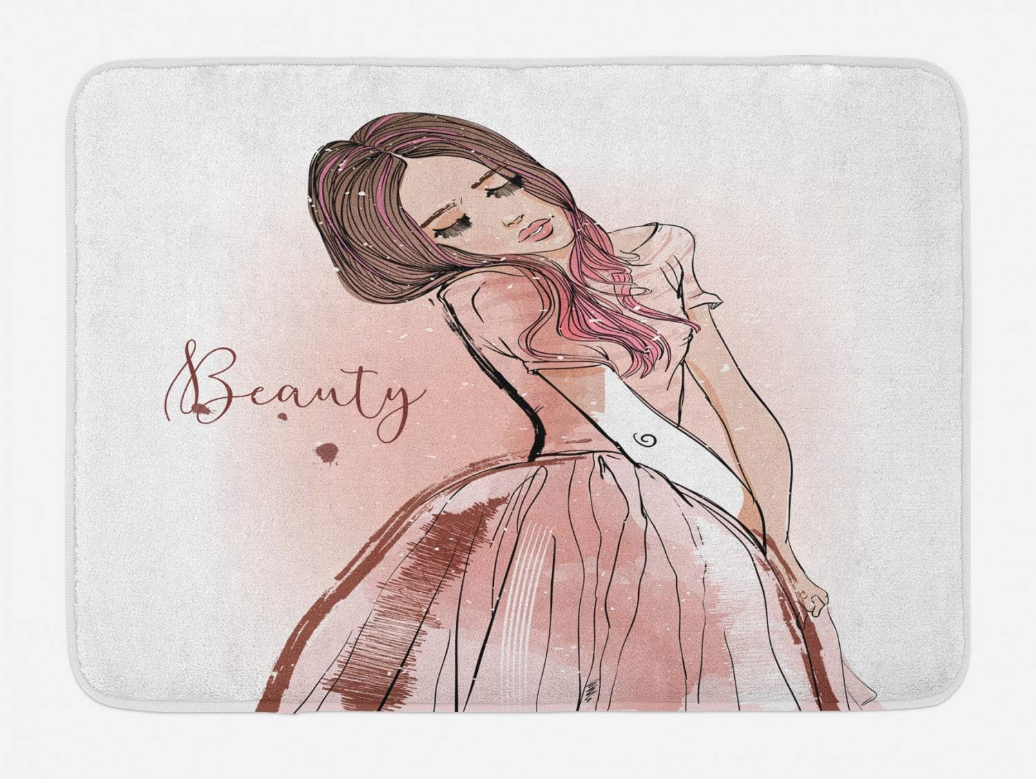Ambesonne Beauty Bath Mat - Dreamy Girl Plush Decor