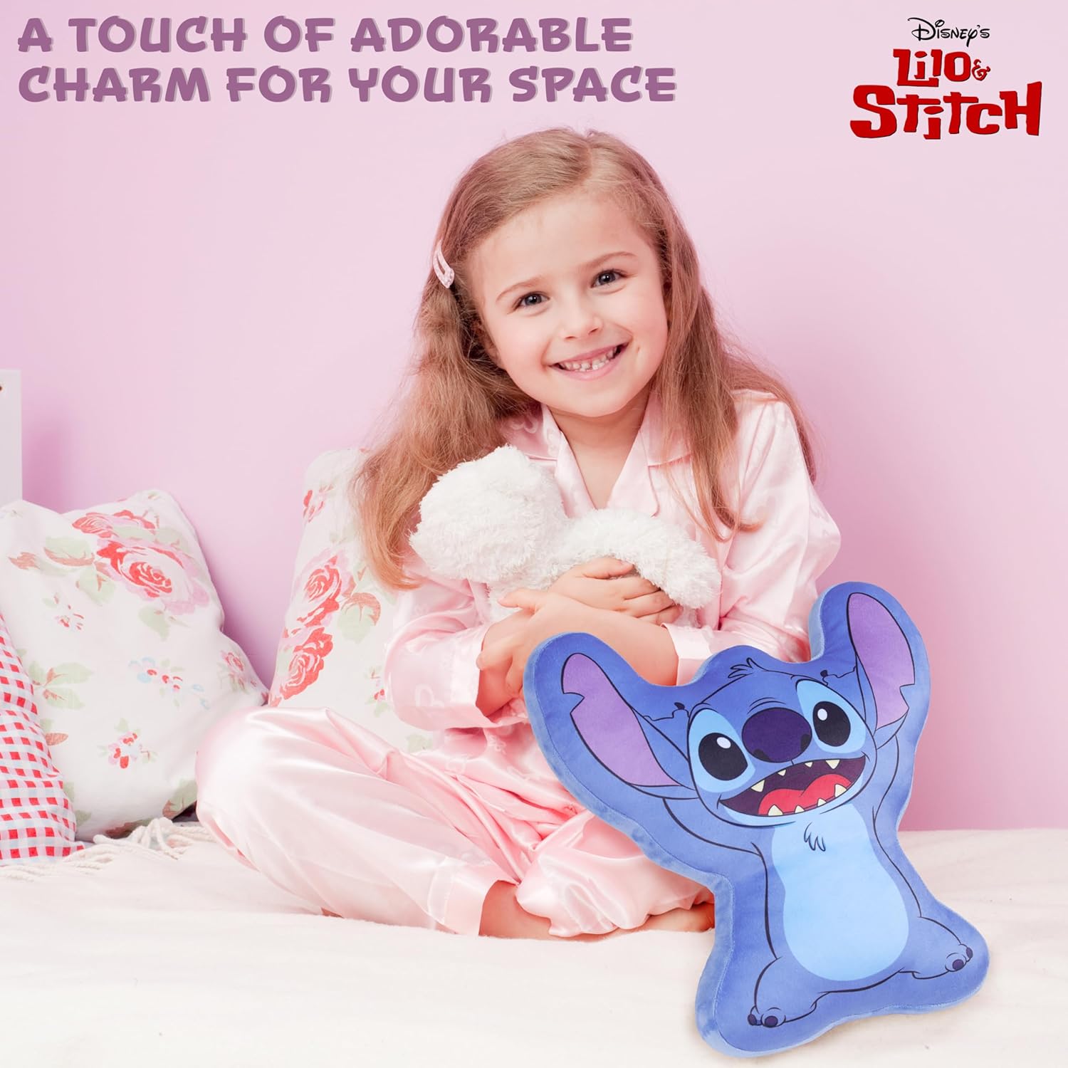 Disney 3D Plush Pillow - Blue Stitch Kids Bed Decor