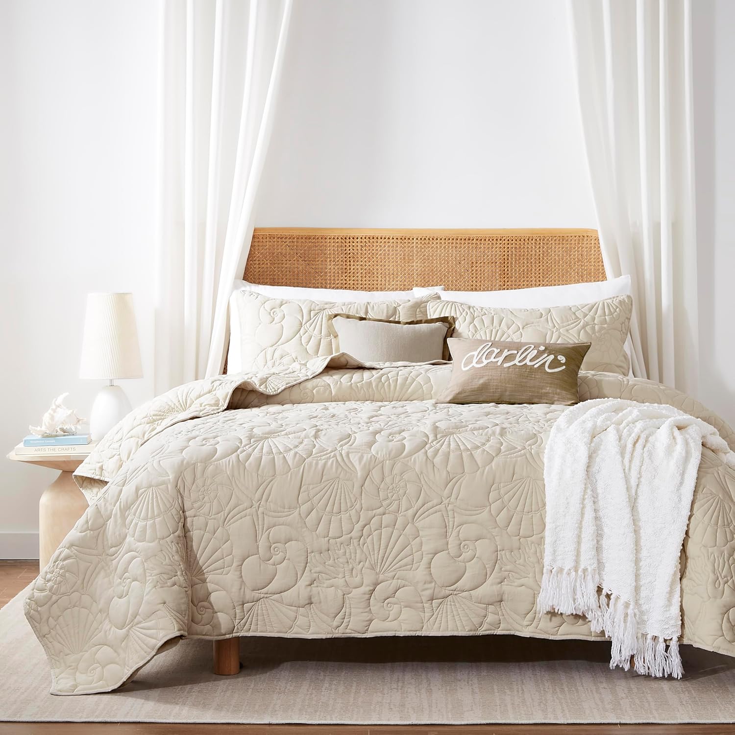 WDCOZY Coastal Beach Beige Twin Quilt Set