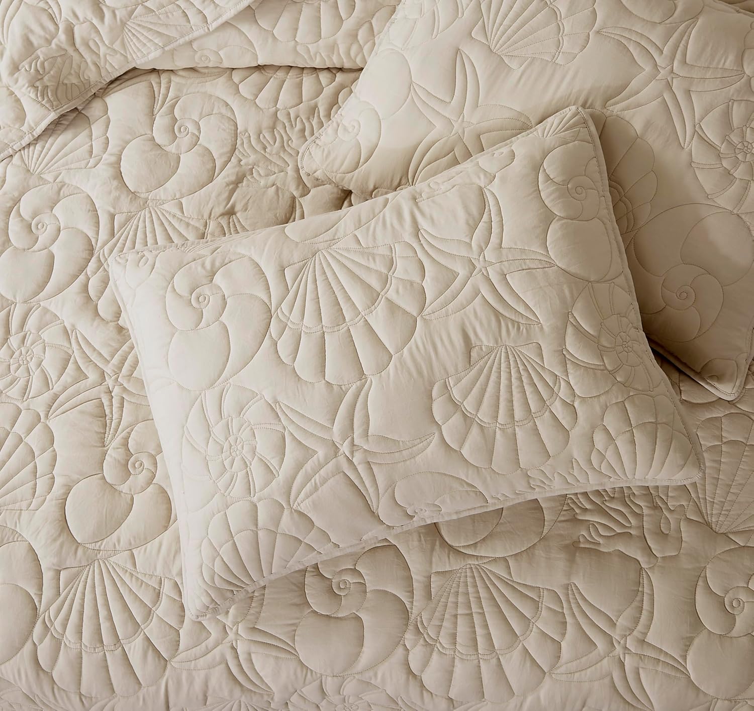 WDCOZY Coastal Beach Beige Twin Quilt Set