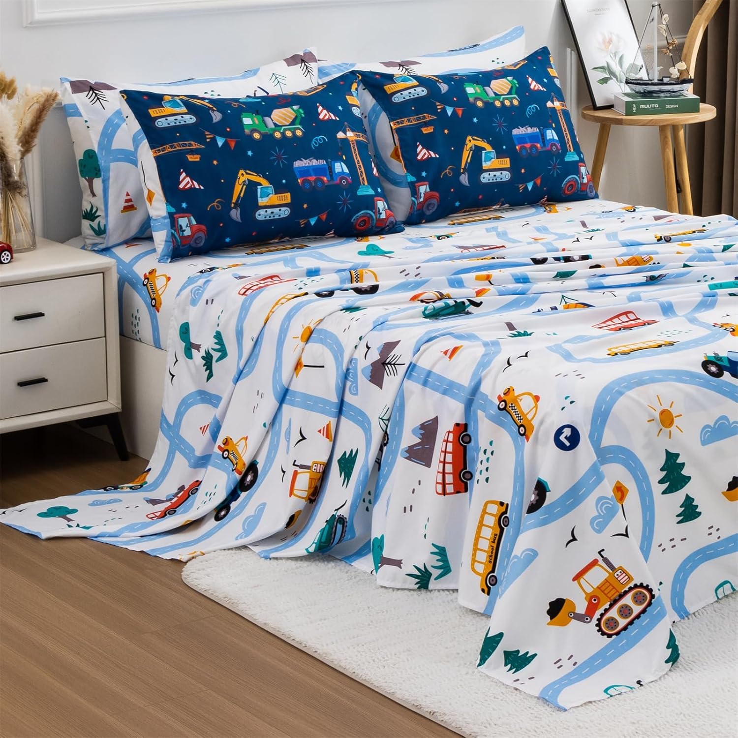 Holawakaka Boys Cartoon Truck Comforter Set