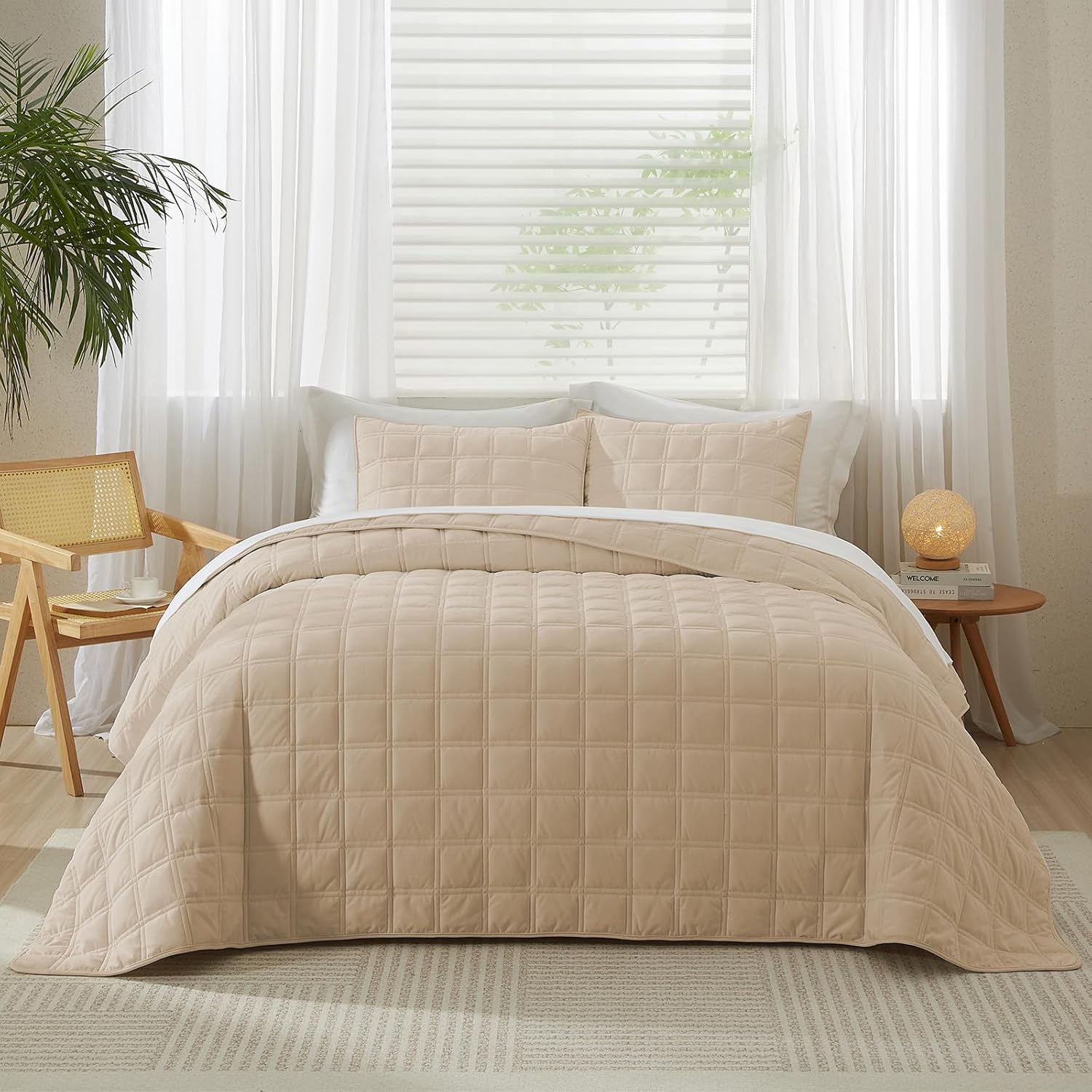 Wondnuga Velvet Quilt Set 3 Pieces Full Queen