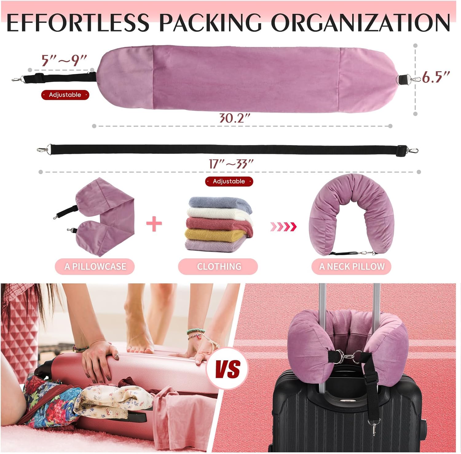 NK HealthCare Stuffable Travel Pillow No Filler Pink