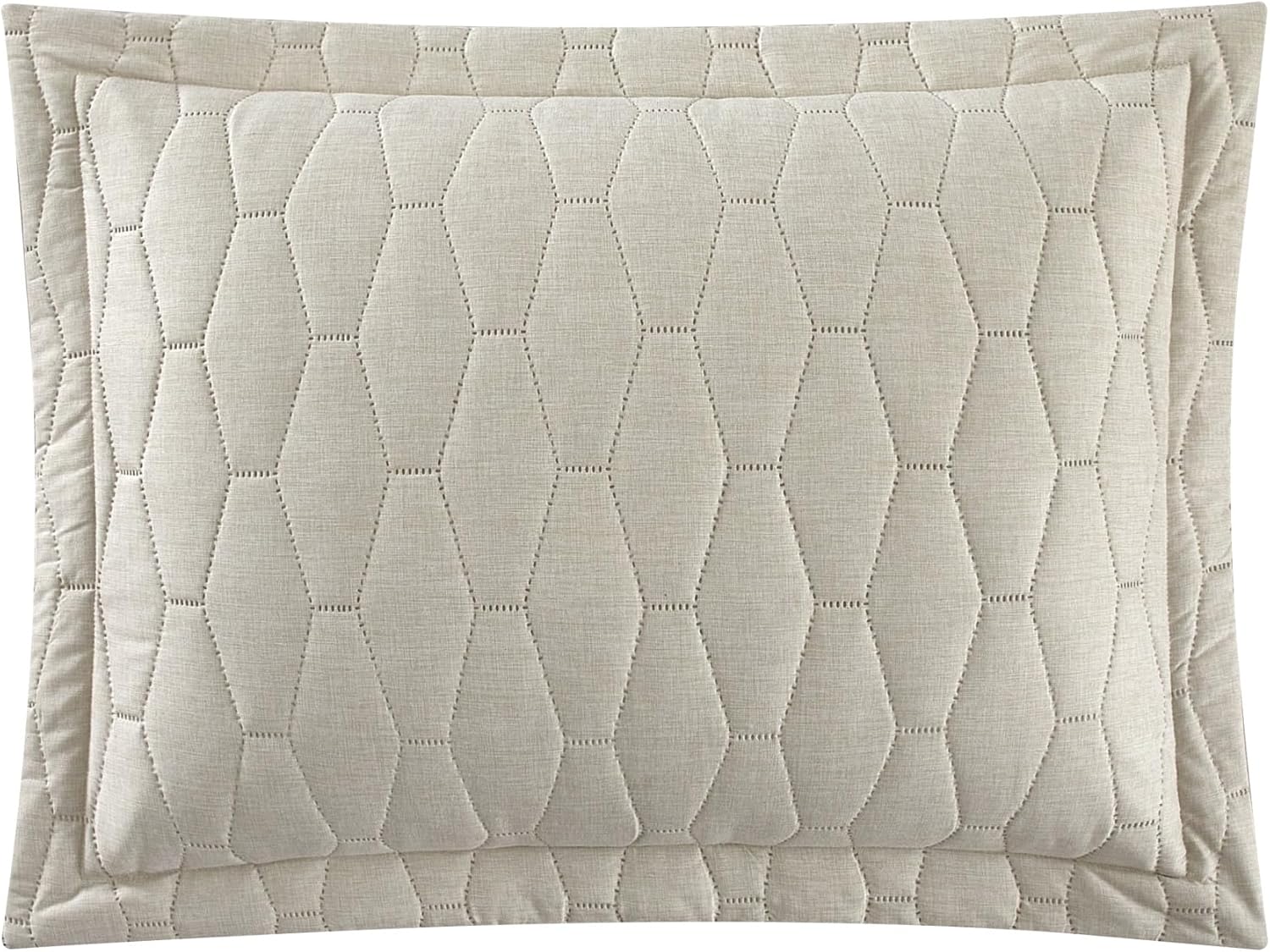 Chic Home Nyla 3 Piece Queen Quilt Set - Beige Hexagon Pattern