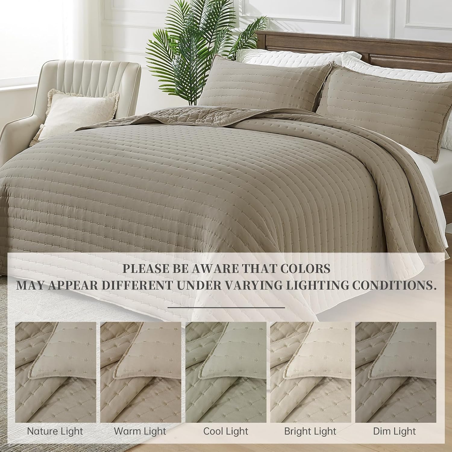 Suchbed Beige Cross-Stitch Quilt Set King Size 1
