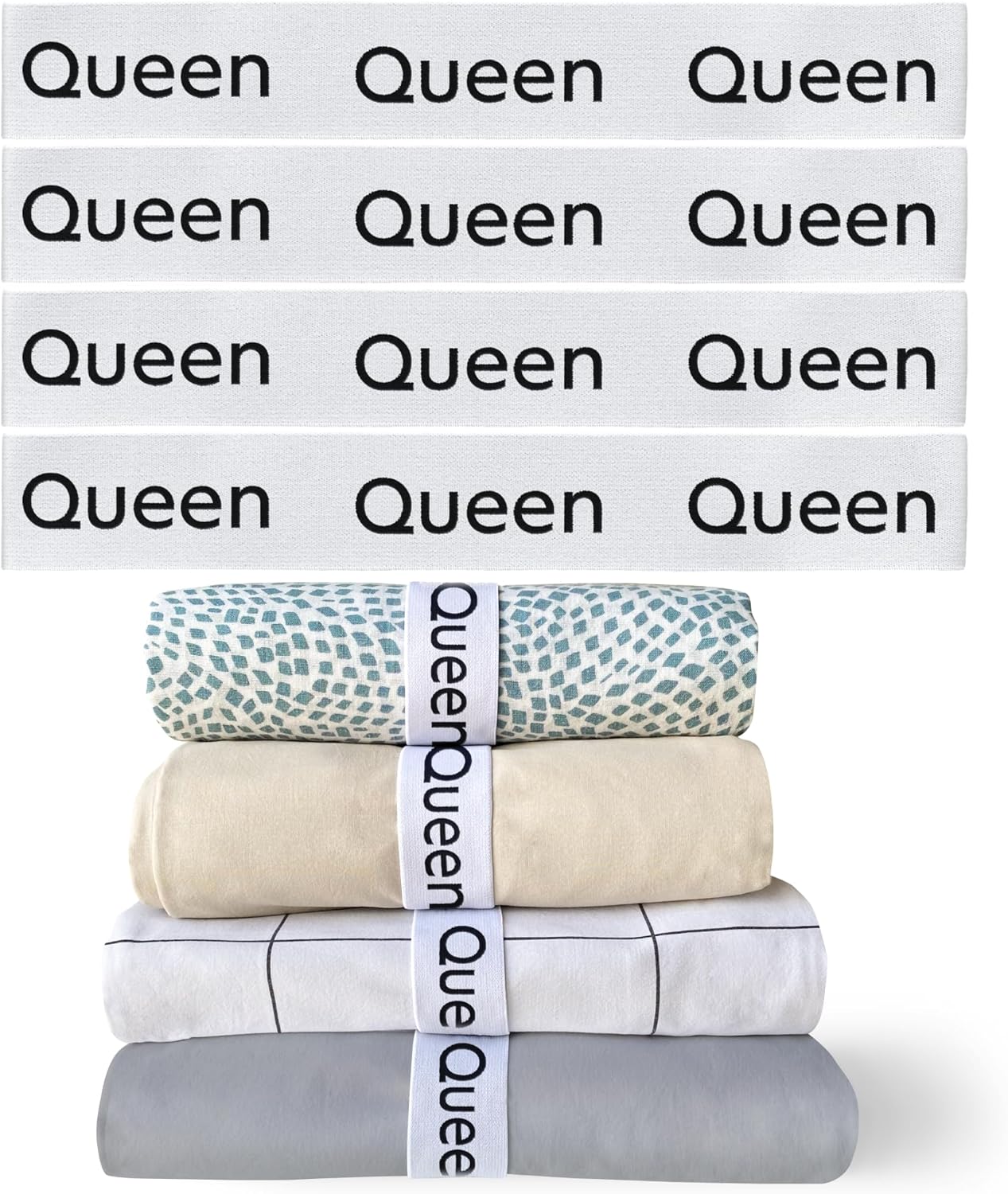 Niagara 4 Pack Bed Sheet Organizer Bands - Fully Elastic Linen Storage