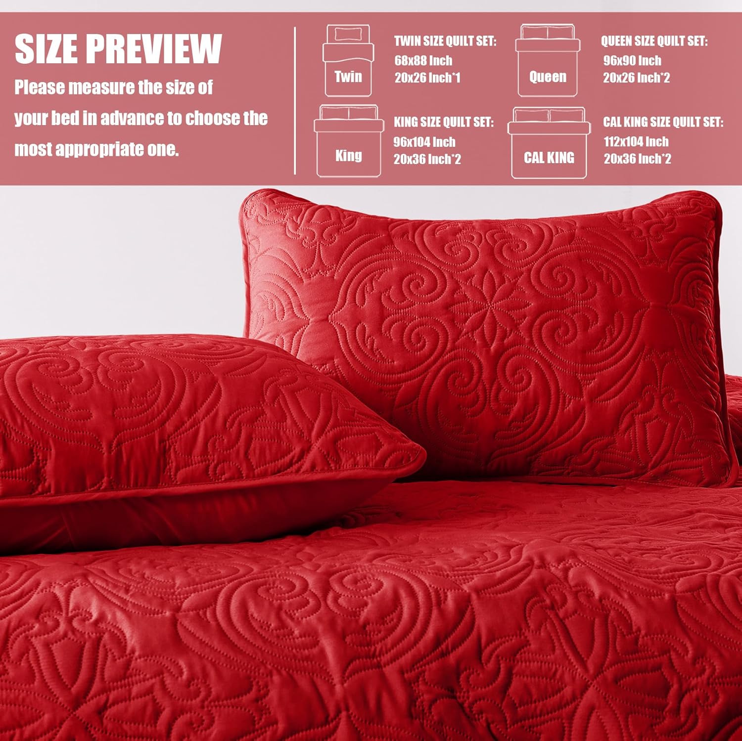 Exclusivo Mezcla King Size Quilt Set - Red