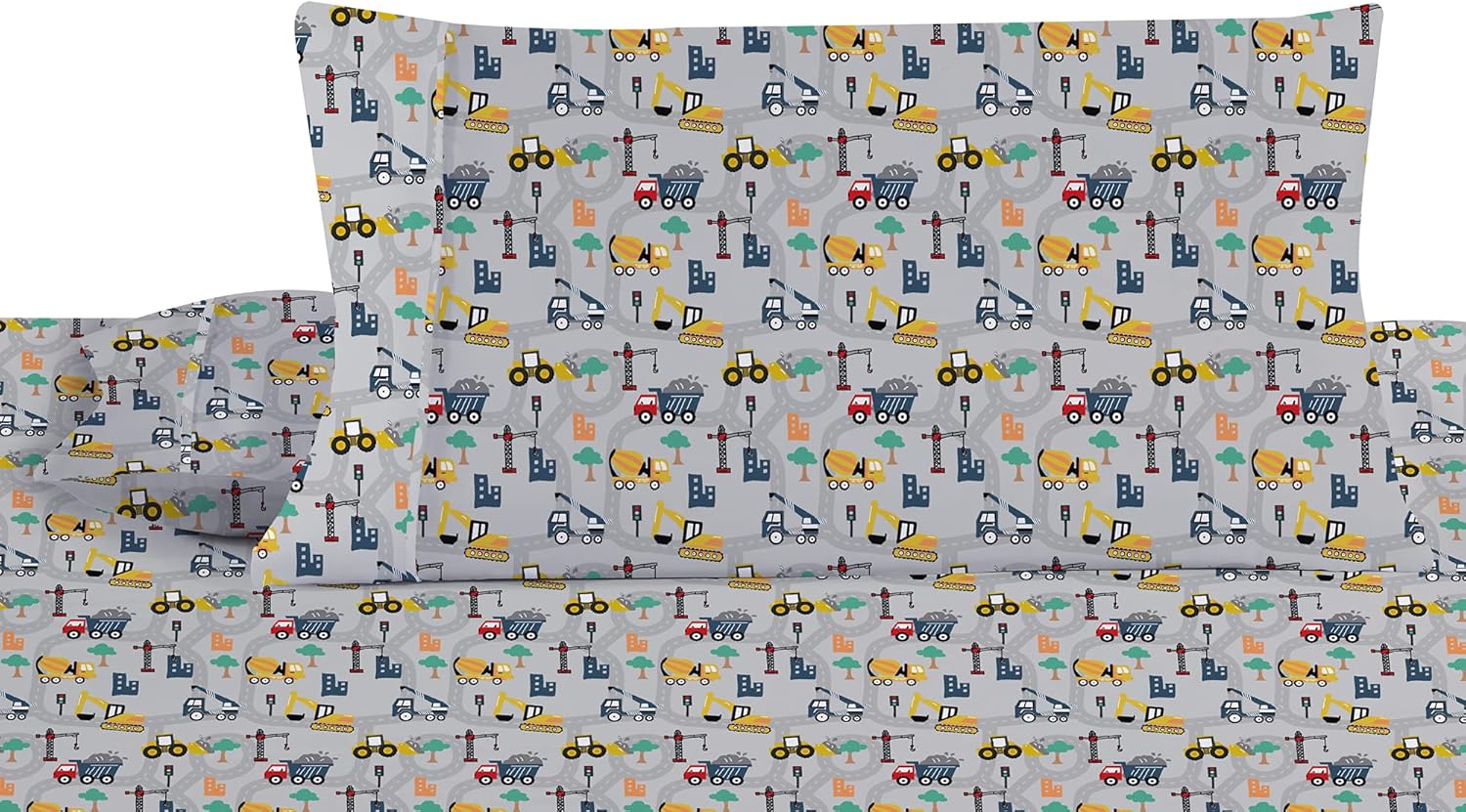 Softan Kids Excavator Bed Sheet Set 4PCS Full Size