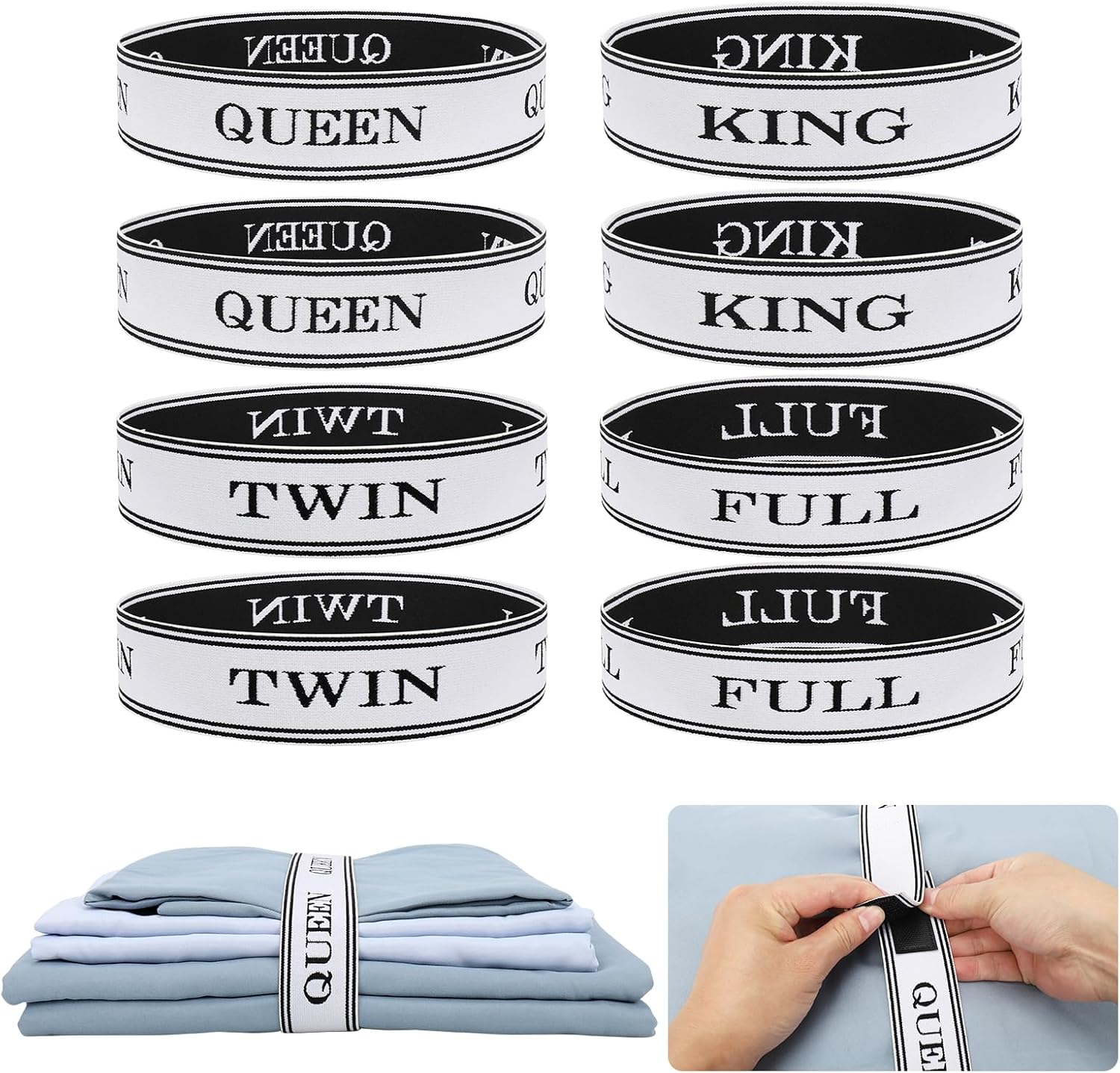 BROPGOD 8 Pcs Adjustable Bed Sheet Bands with Velcro
