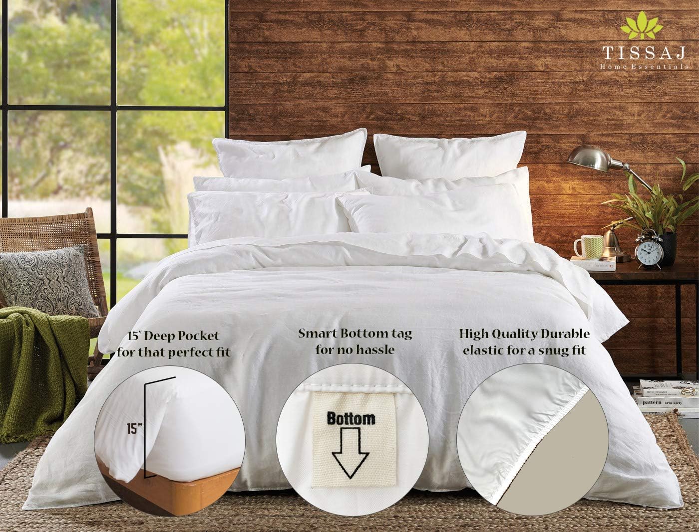 Tissaj Organic Cotton Sheets Twin XL Set of 3