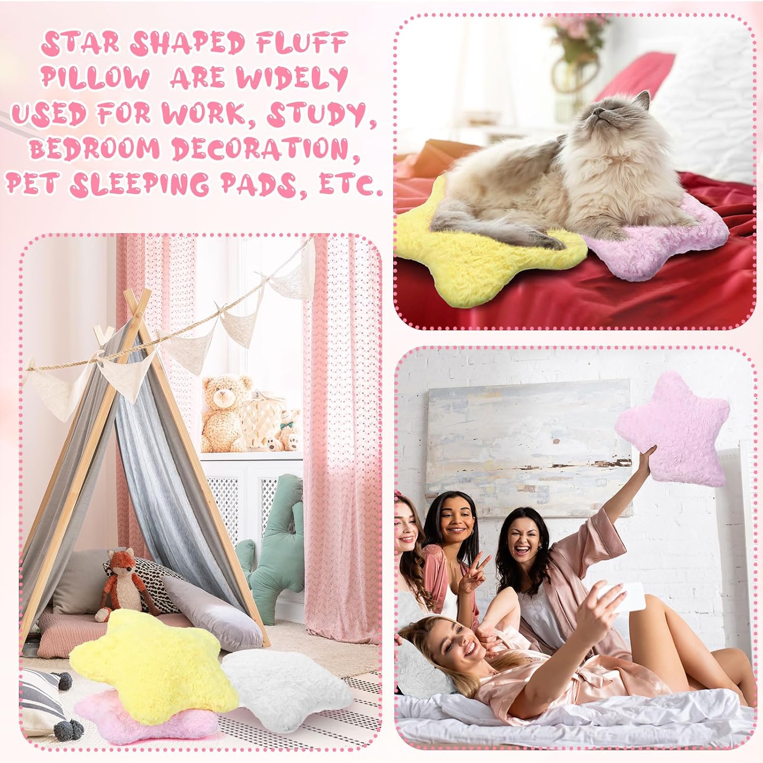 Yousoontic 6 Pcs Shaped Star Throw Pillows for Kids