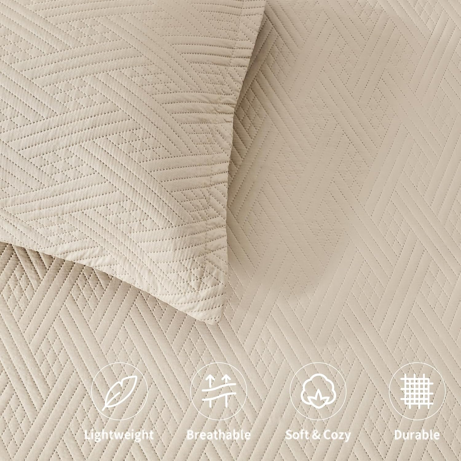 LEAONME California King Quilt Set 3 Pieces