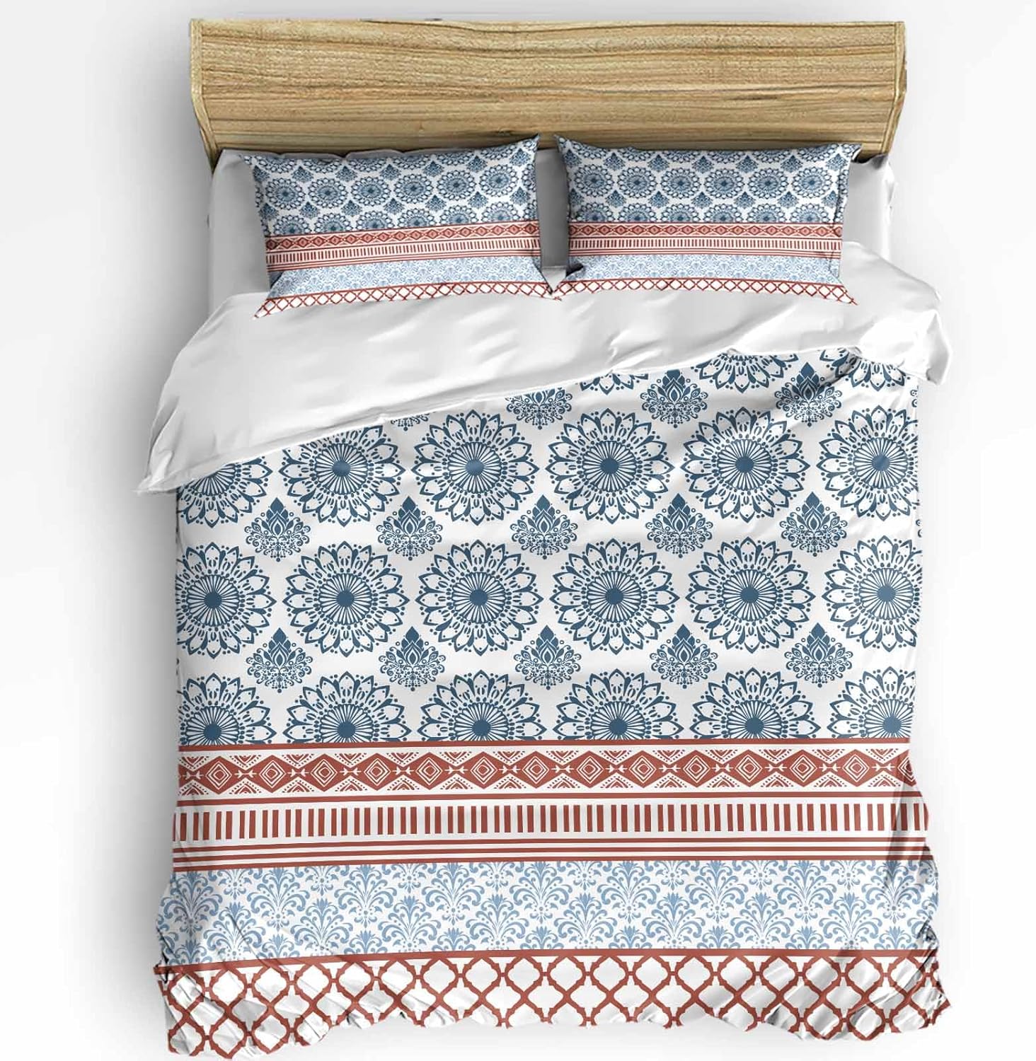 Boanket 3 Piece Queen Bedding Set with Zipper and Tie-In Pillowcases