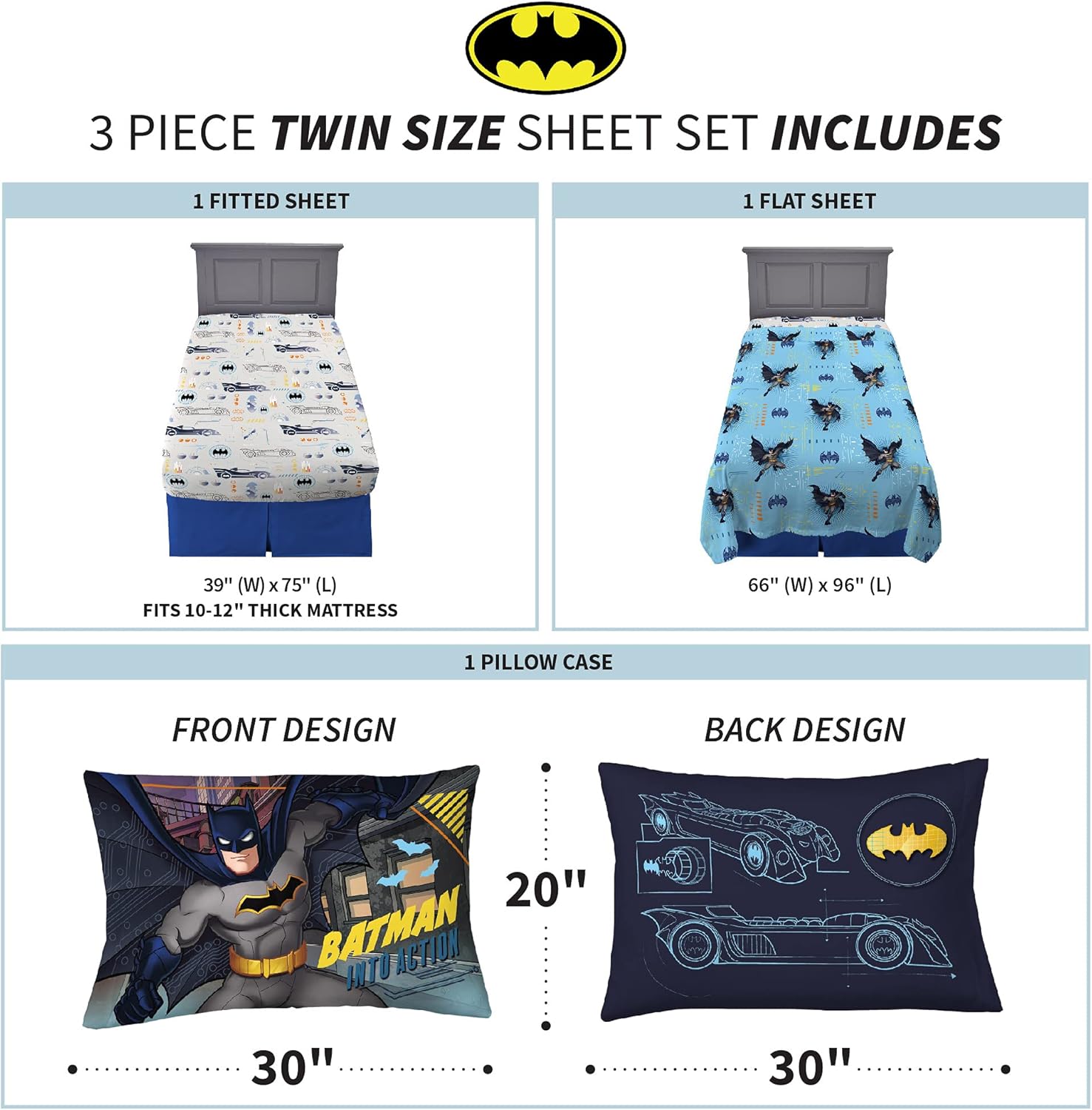 Franco Kids Bedding Batman Super Soft Microfiber Sheet Set - Twin