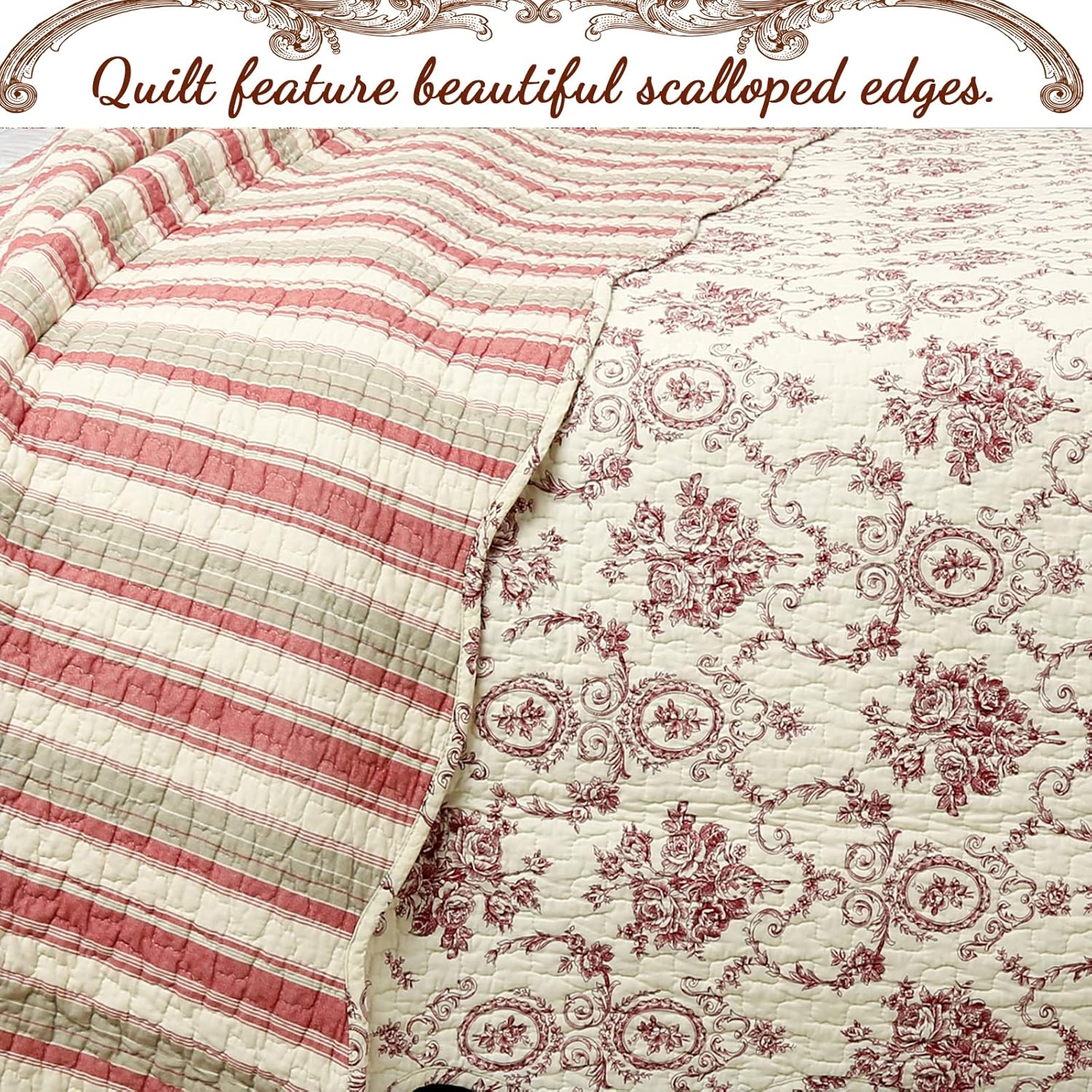 Cozy Line French Medallion Reversible Coverlet Set