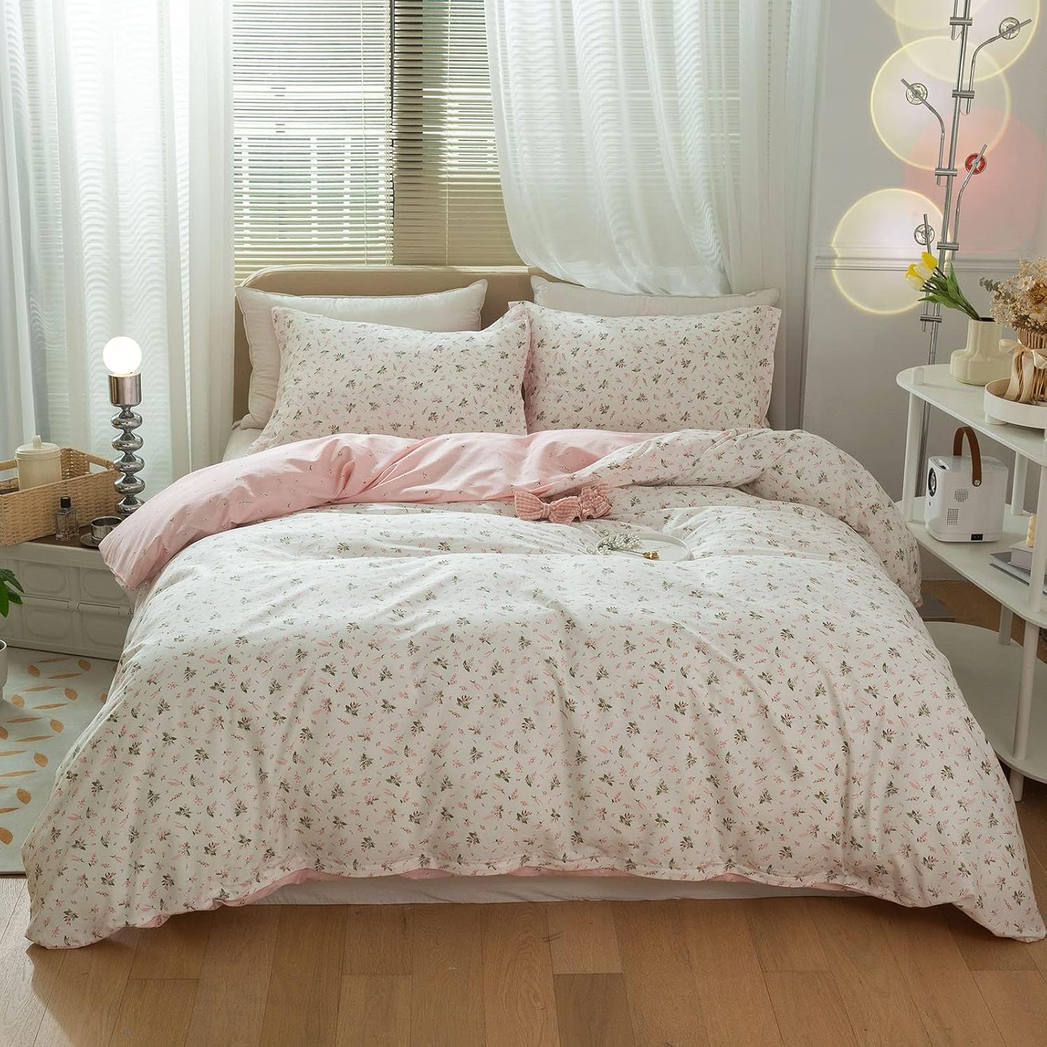 AMWAN Floral Duvet Cover Set Full Size Cotton Garden Kids